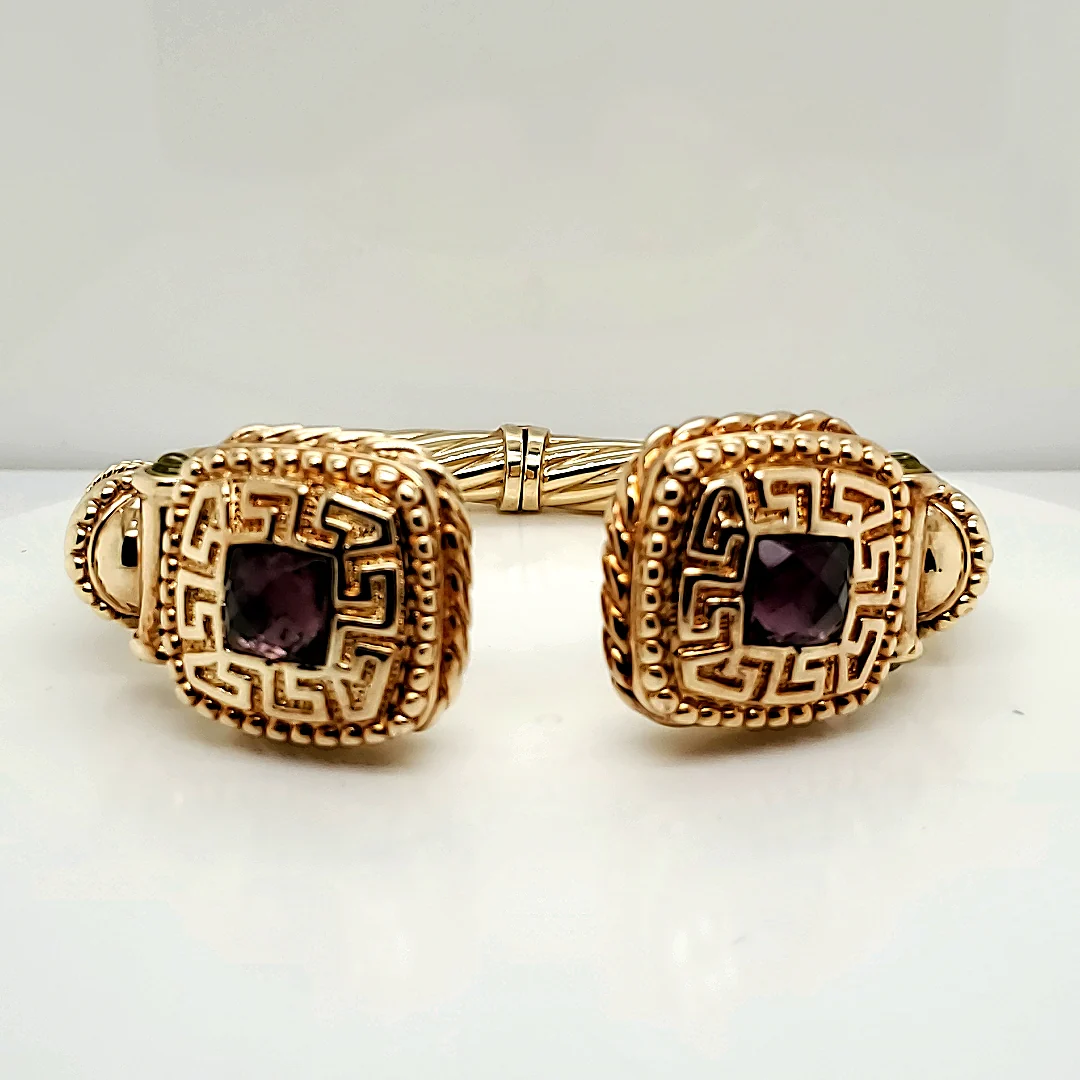 14kt Yellow Gold and Amethyst Bangle Bracelet