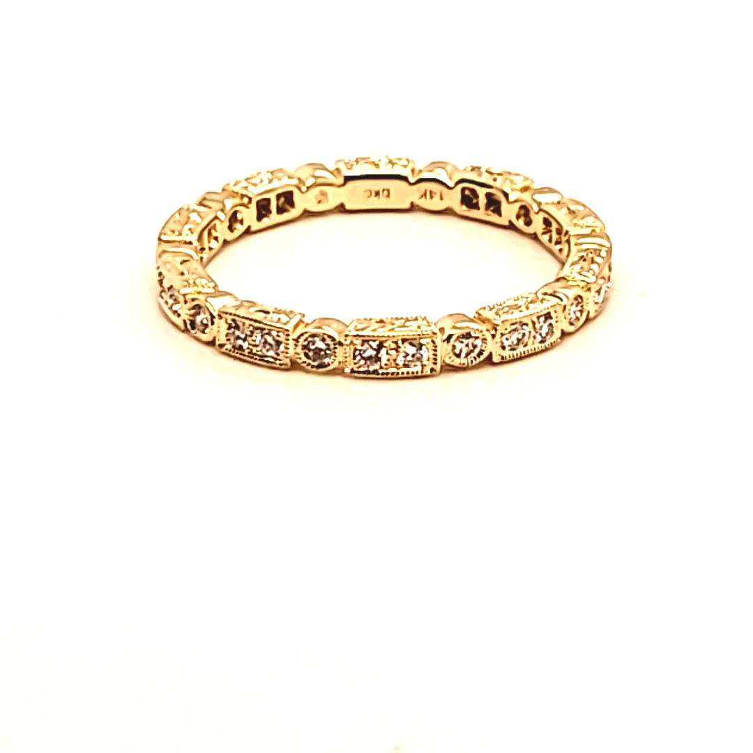14Kt Yellow Gold And Diamond Eternity Wedding Band - Image 2