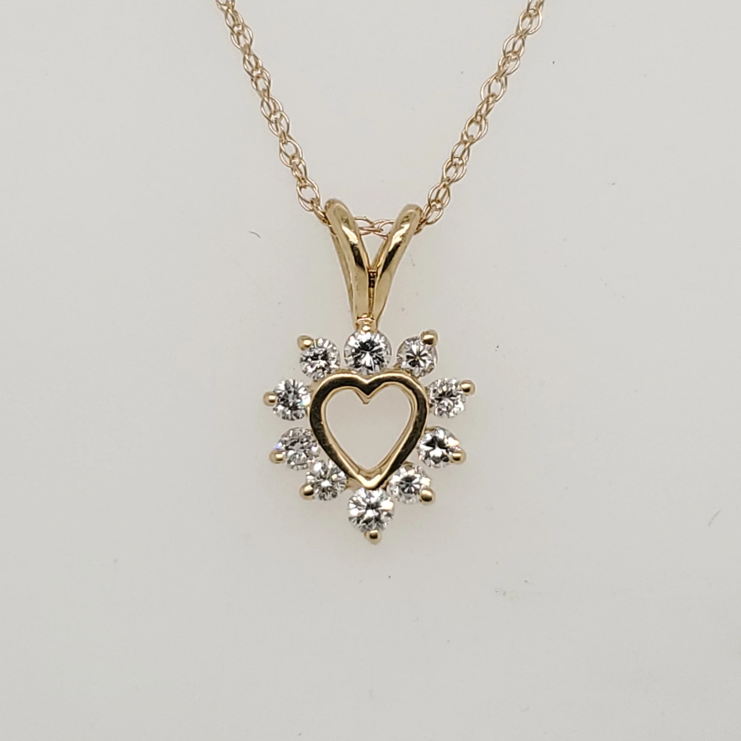 14kt Yellow Gold and Diamond Heart Pendant
