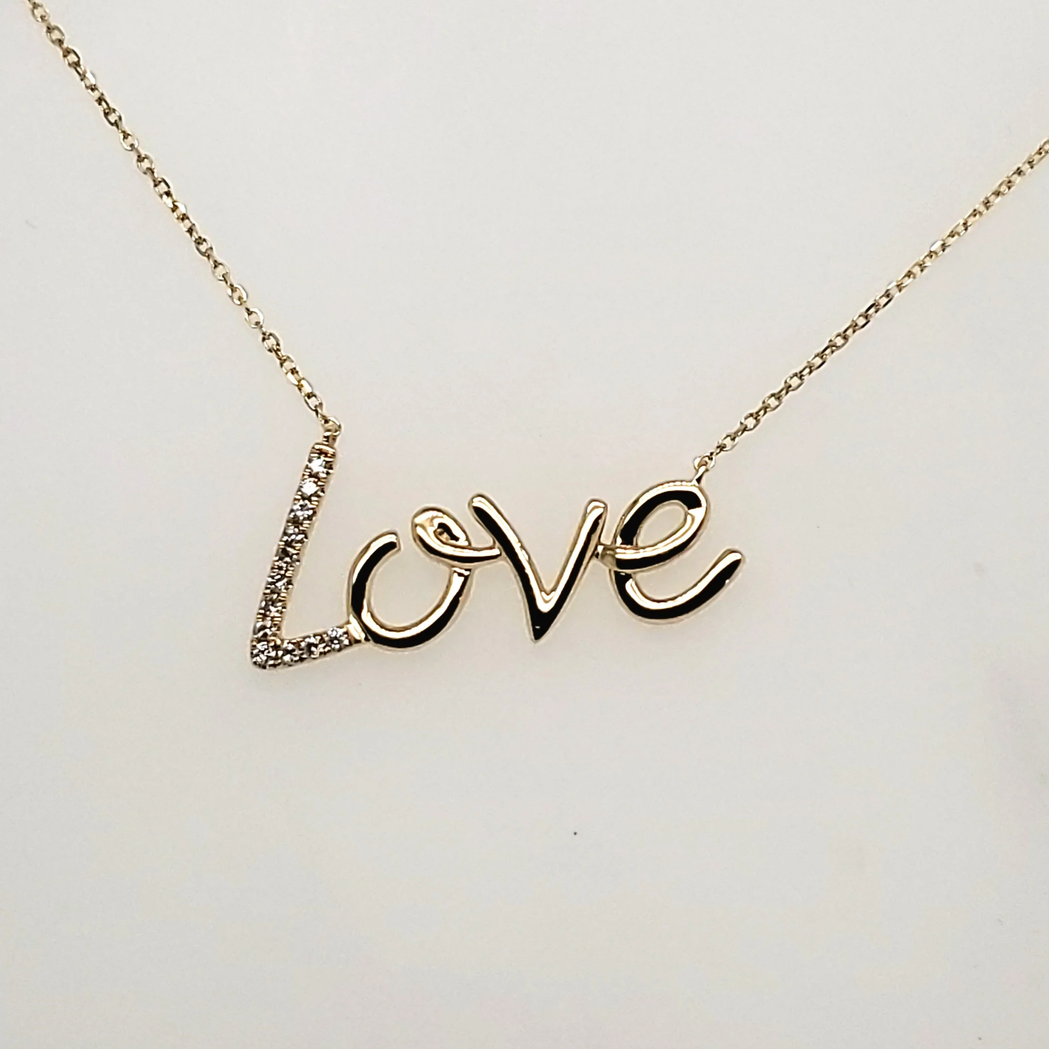 14kt Yellow Gold and Diamond Love Necklace