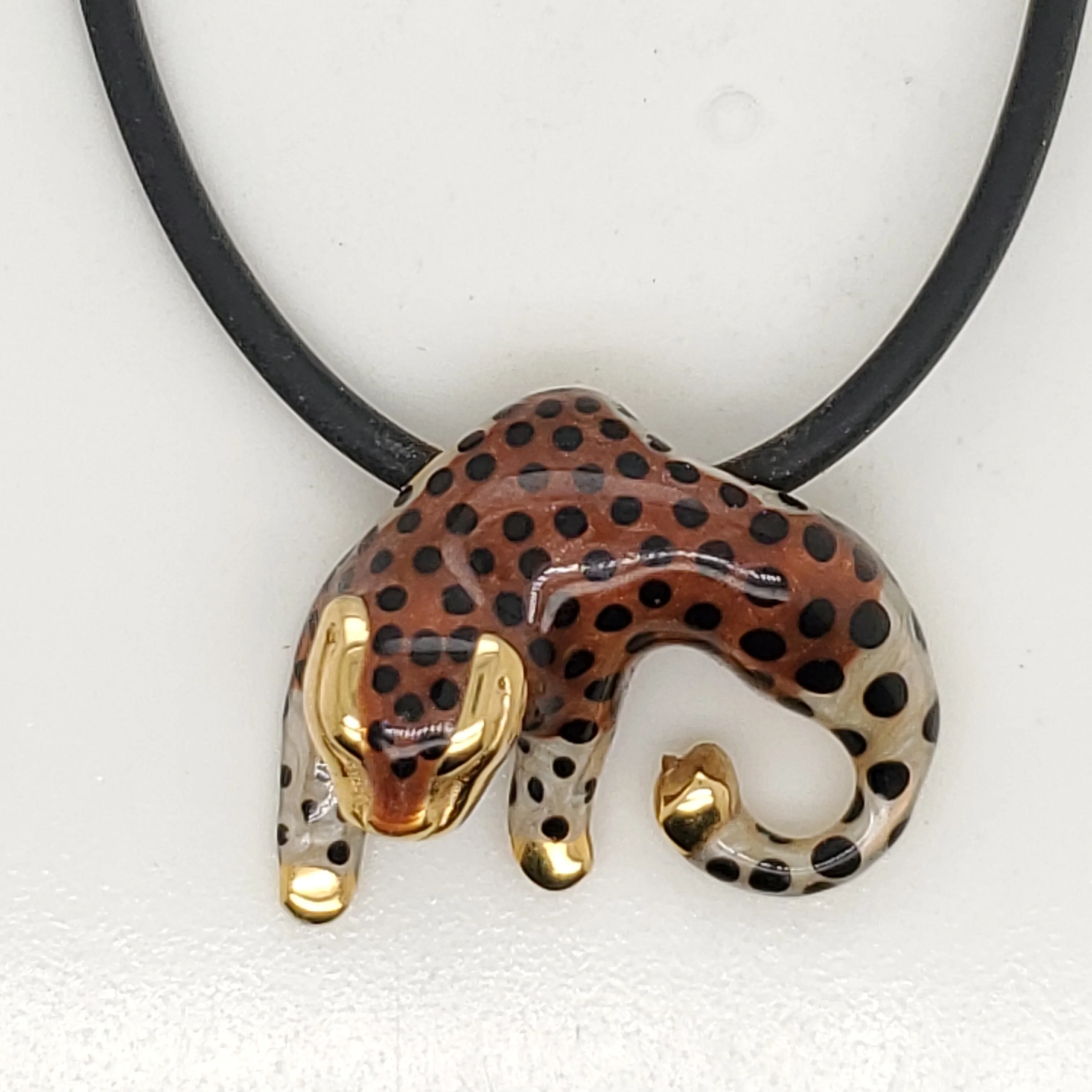 14kt Yellow Gold and Enamel Panther Necklace