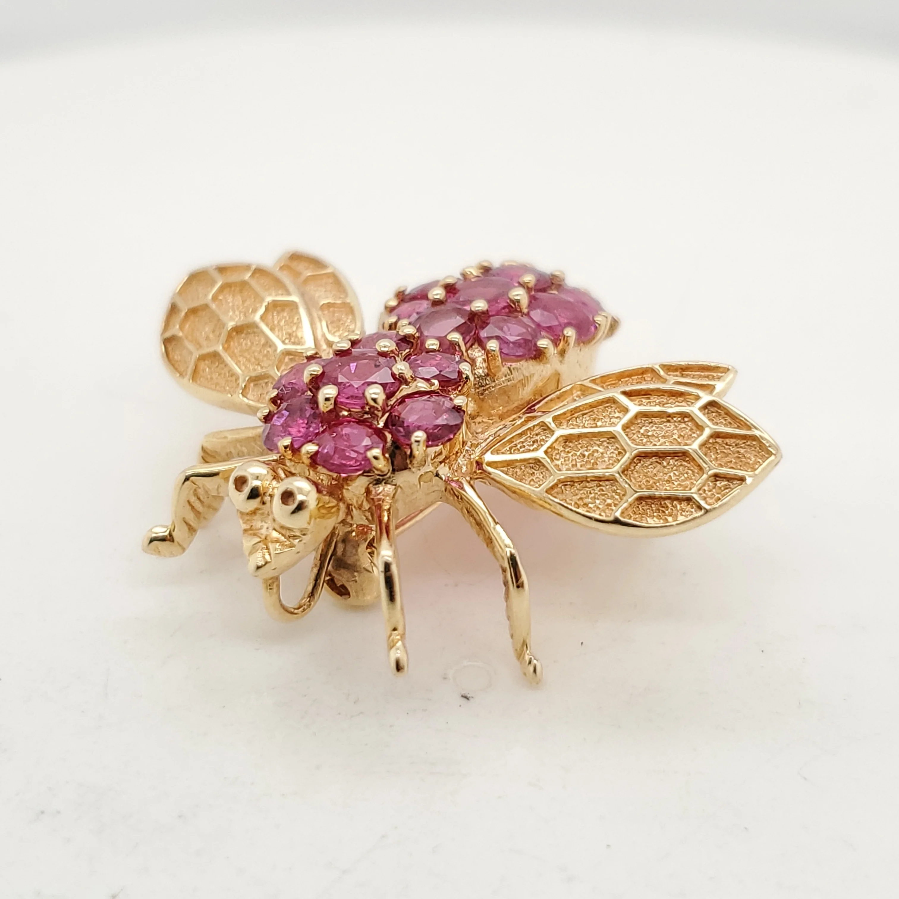 14Kt Yellow Gold and Ruby Bee Pin