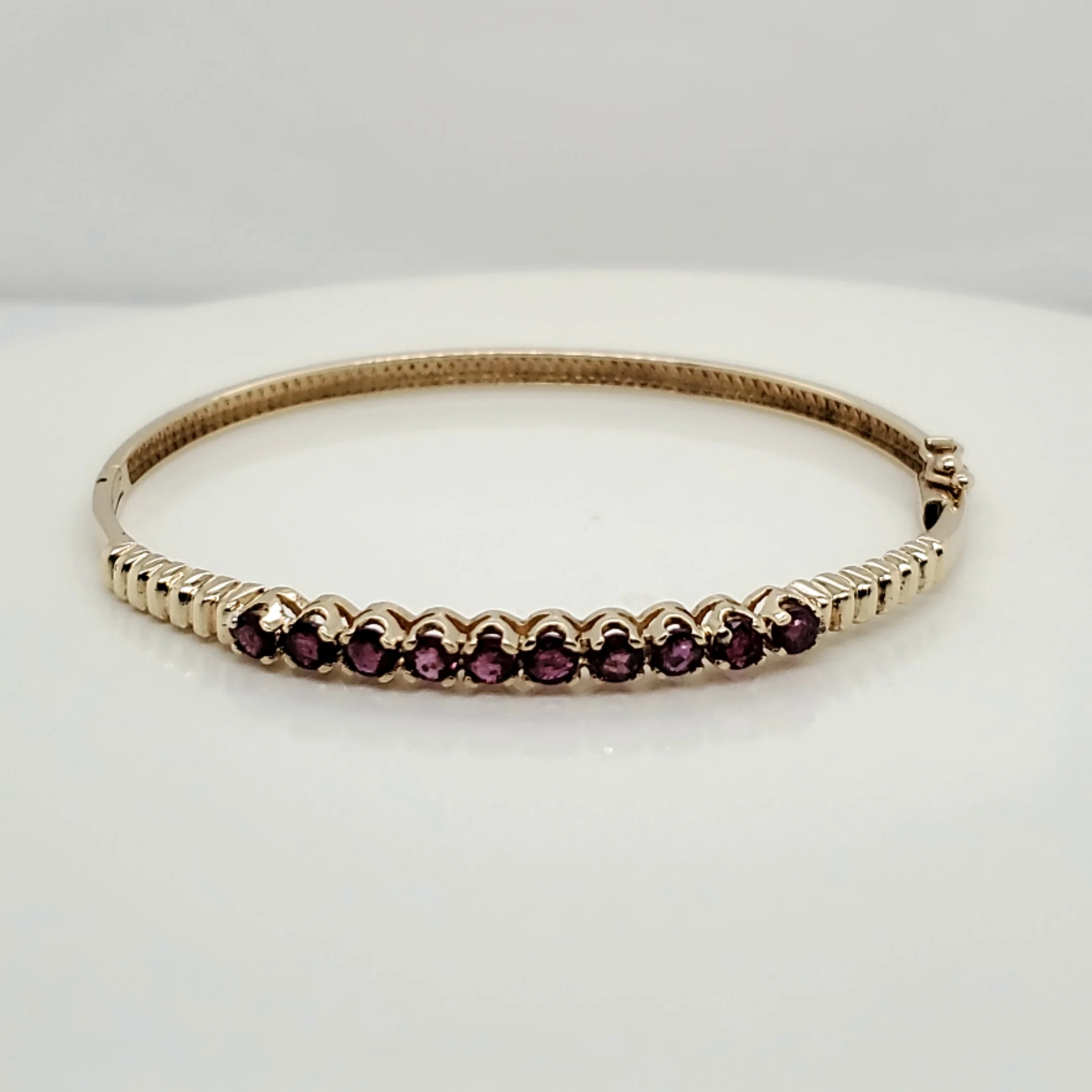 14kt Yellow Gold and Ruby Hinged Bangle Bracelet