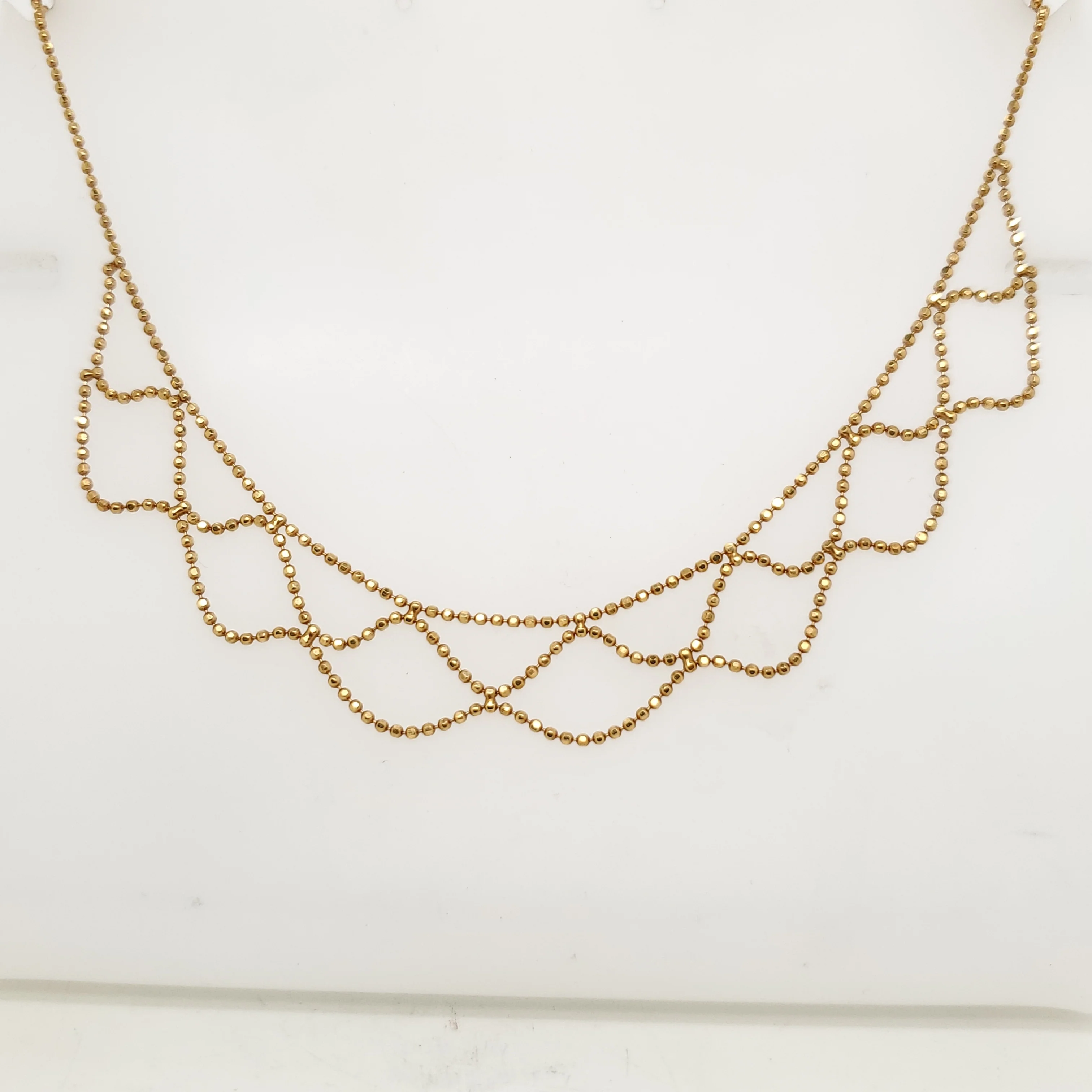 14kt Yellow Gold Beaded Drape Necklace