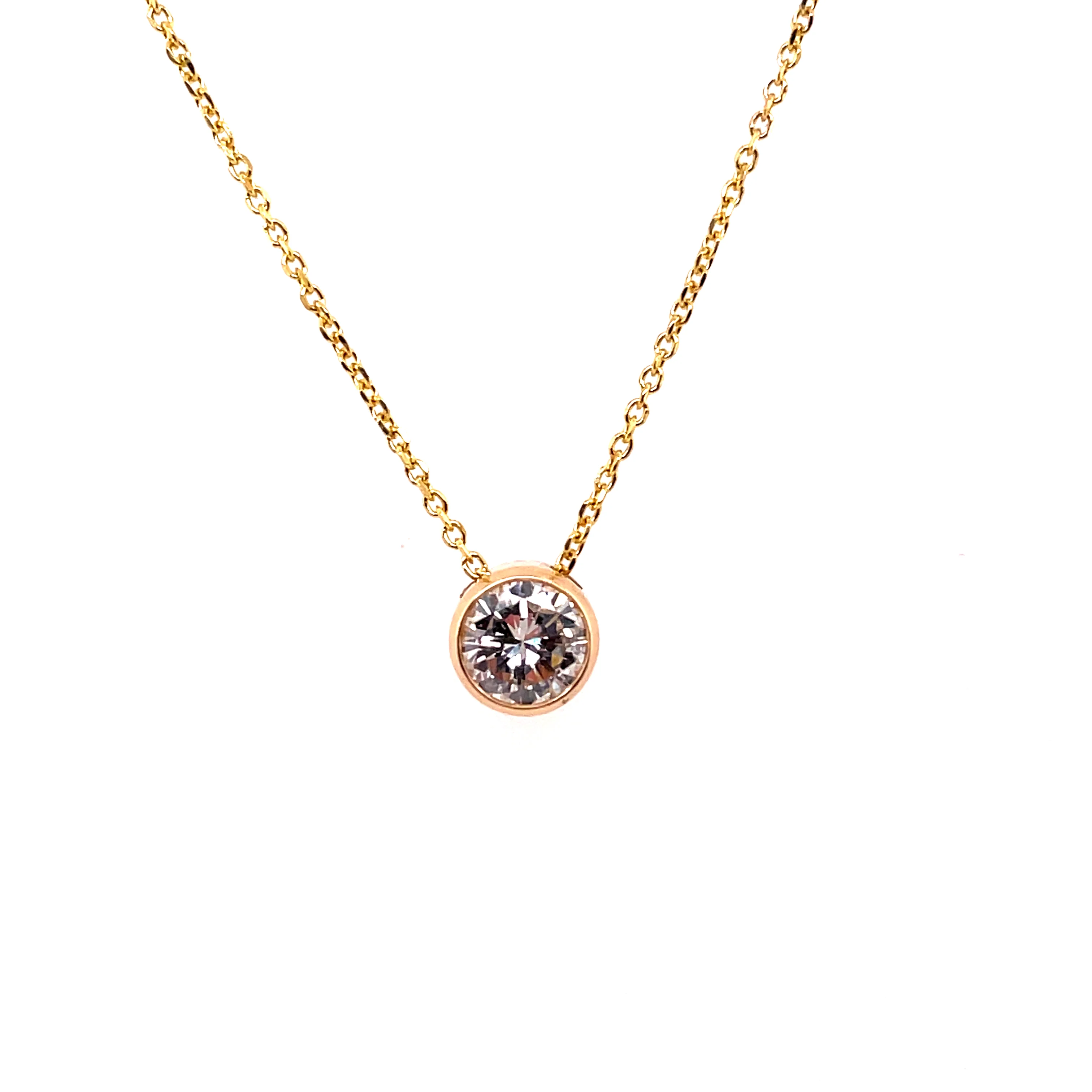 14kt Yellow Gold Bezel Set Diamond Pendant