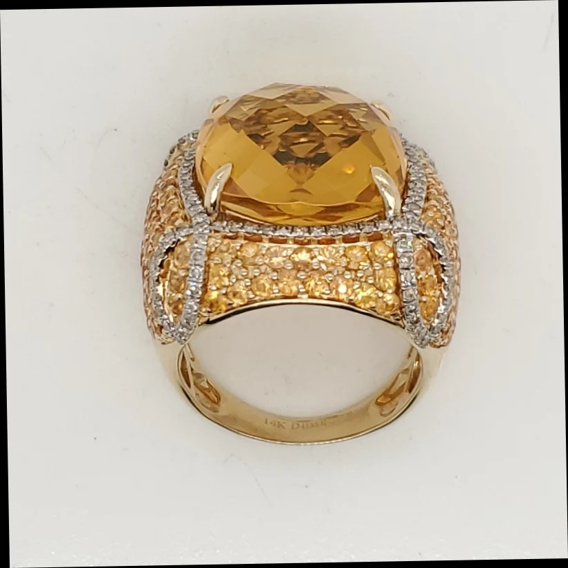 14kt Yellow Gold Citrine and Diamond Ring - Image 2