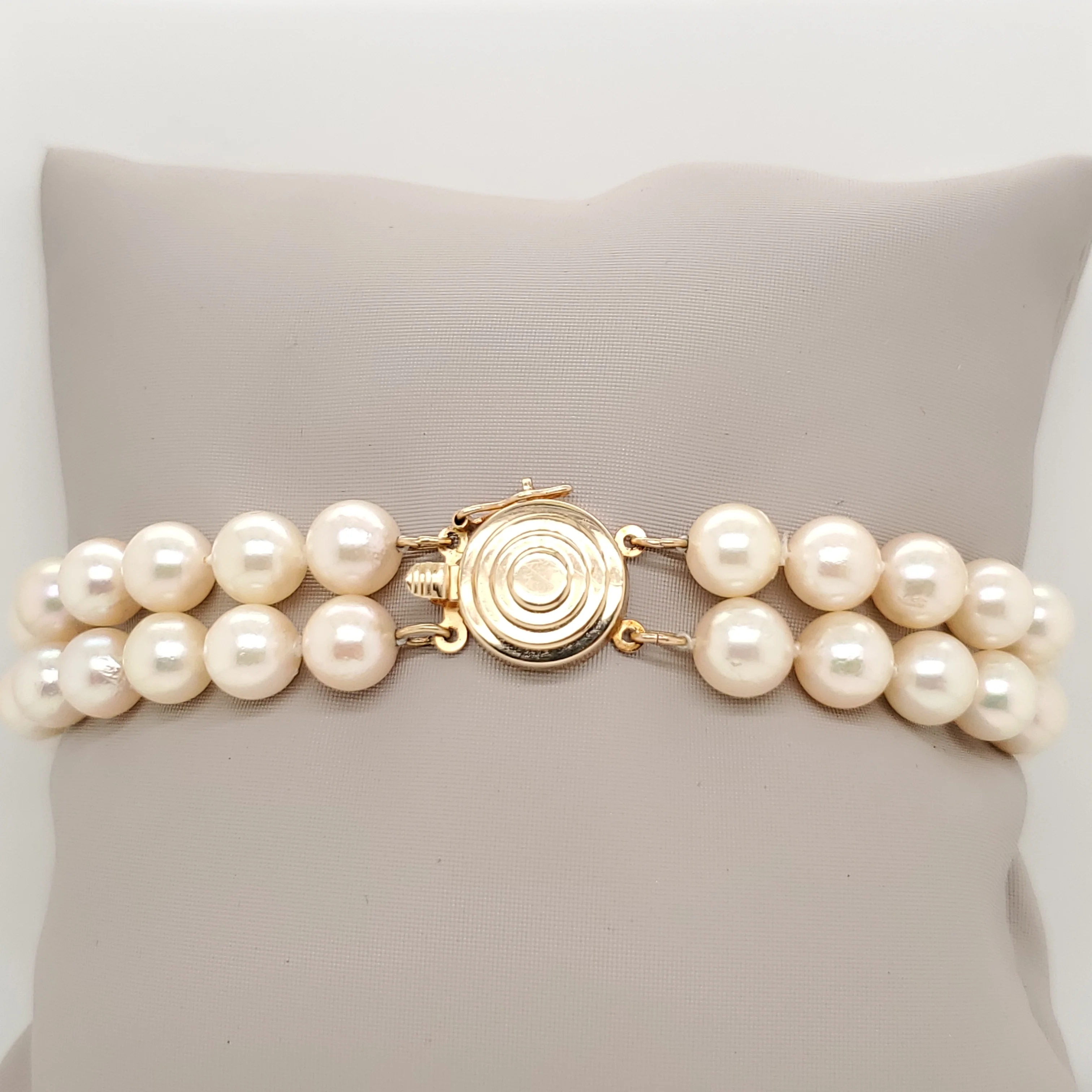 14Kt Yellow Gold Cultured Akoya Double Strand Bracelet
