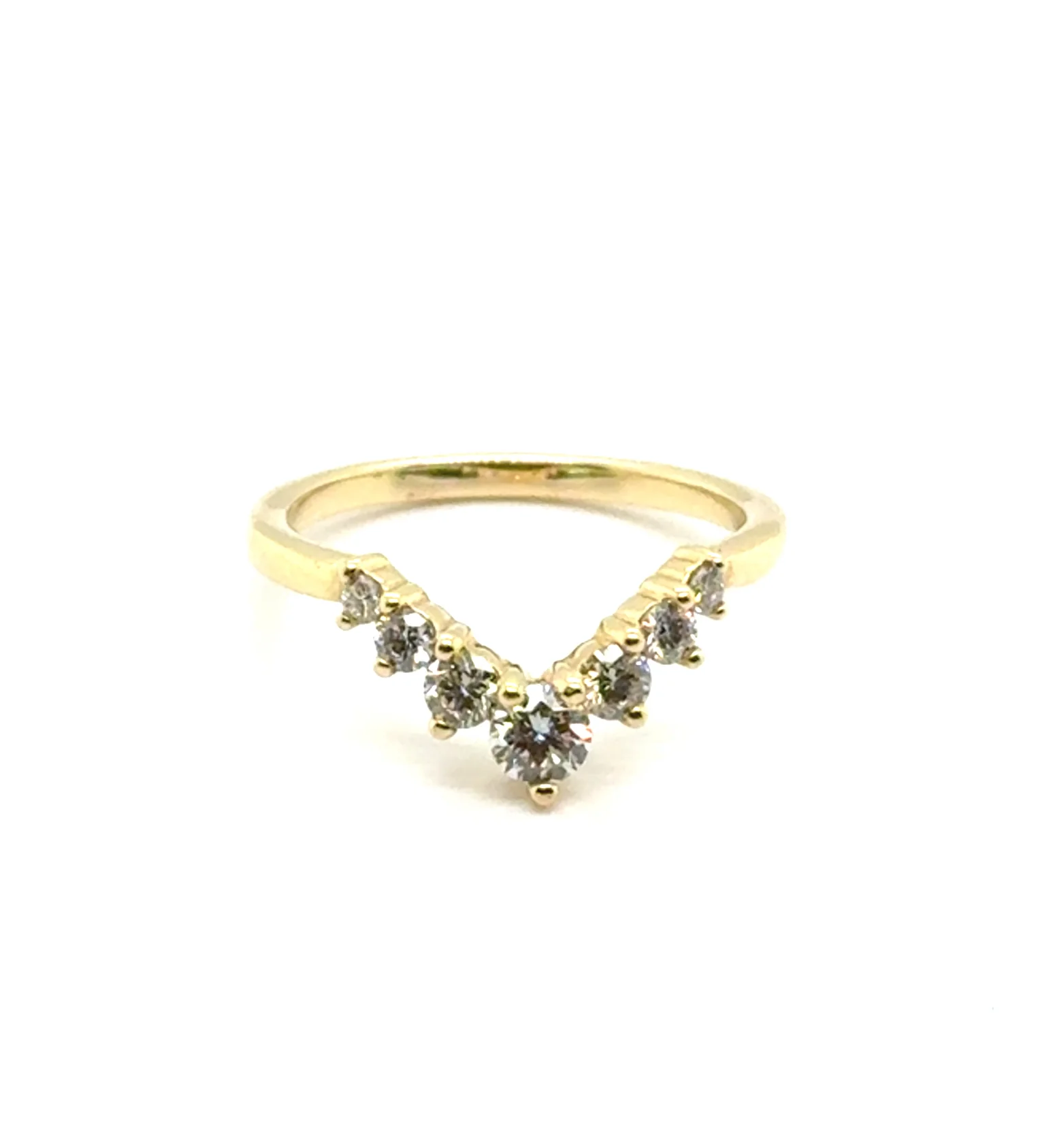 14kt Yellow Gold Curved 0.54Ctw Diamond Stackable Wedding Band