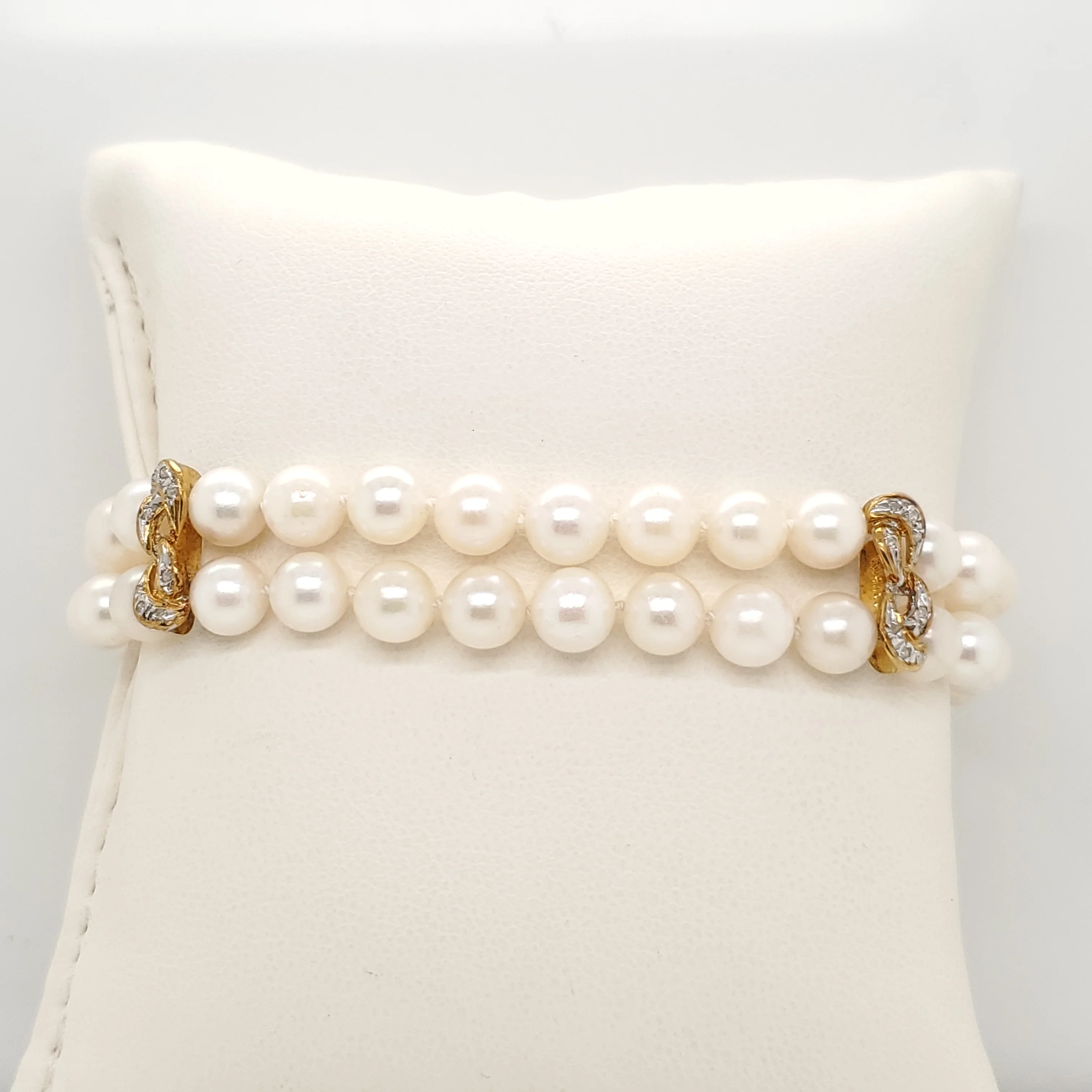 14kt Yellow Gold Double Strand Pearl Bracelet - Image 2