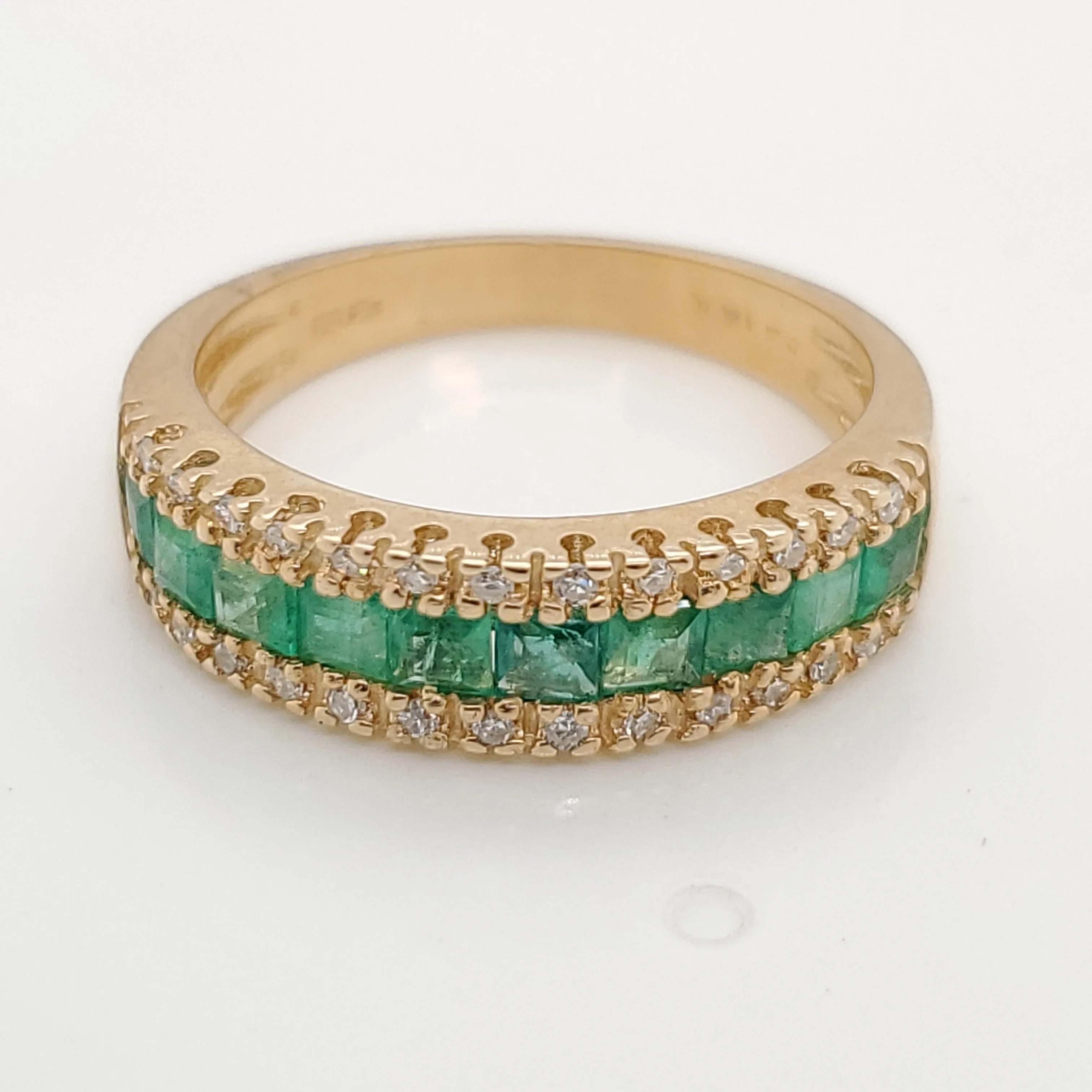14Kt Yellow Gold Emerald and Diamond Ring