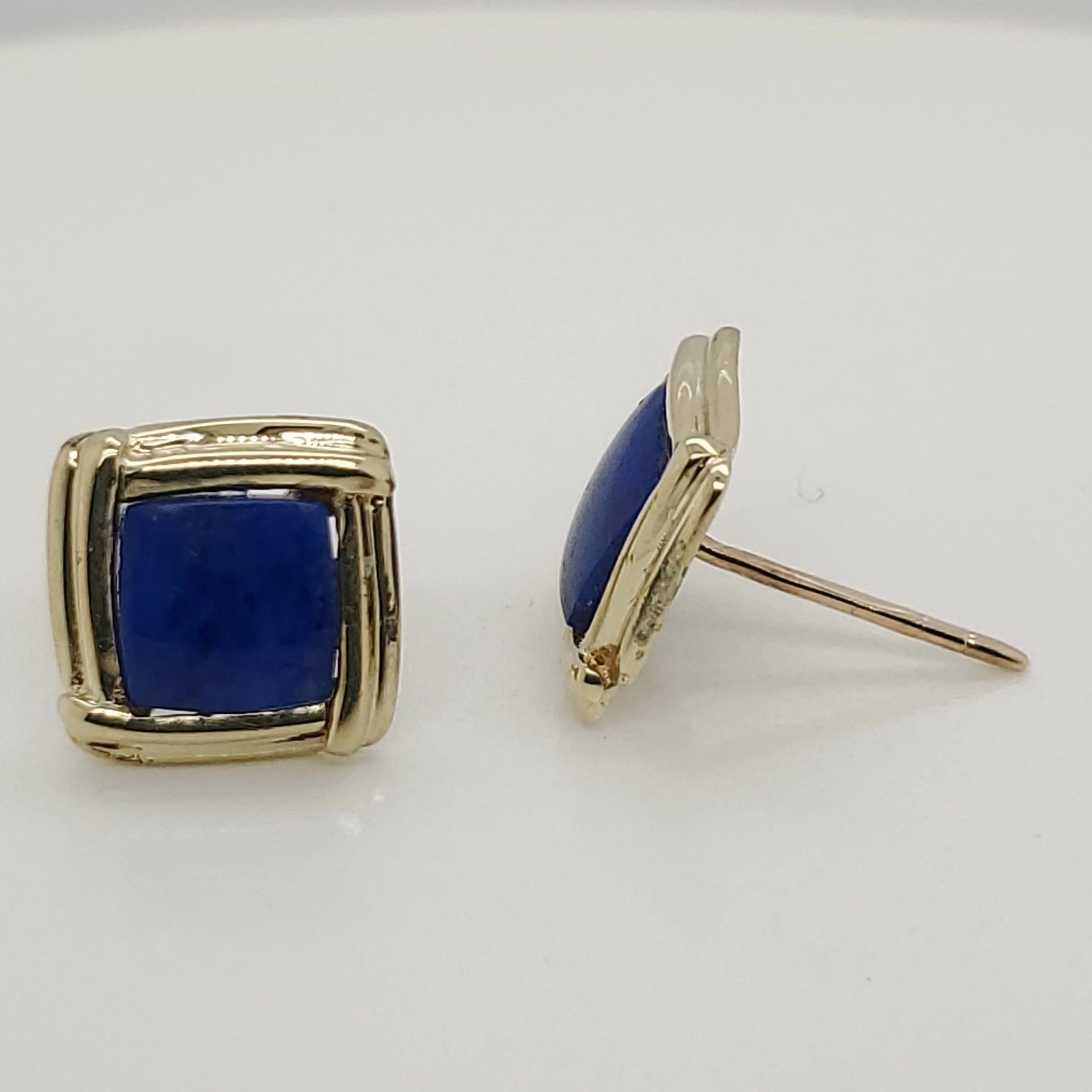 14kt Yellow Gold Lapis Earrings
