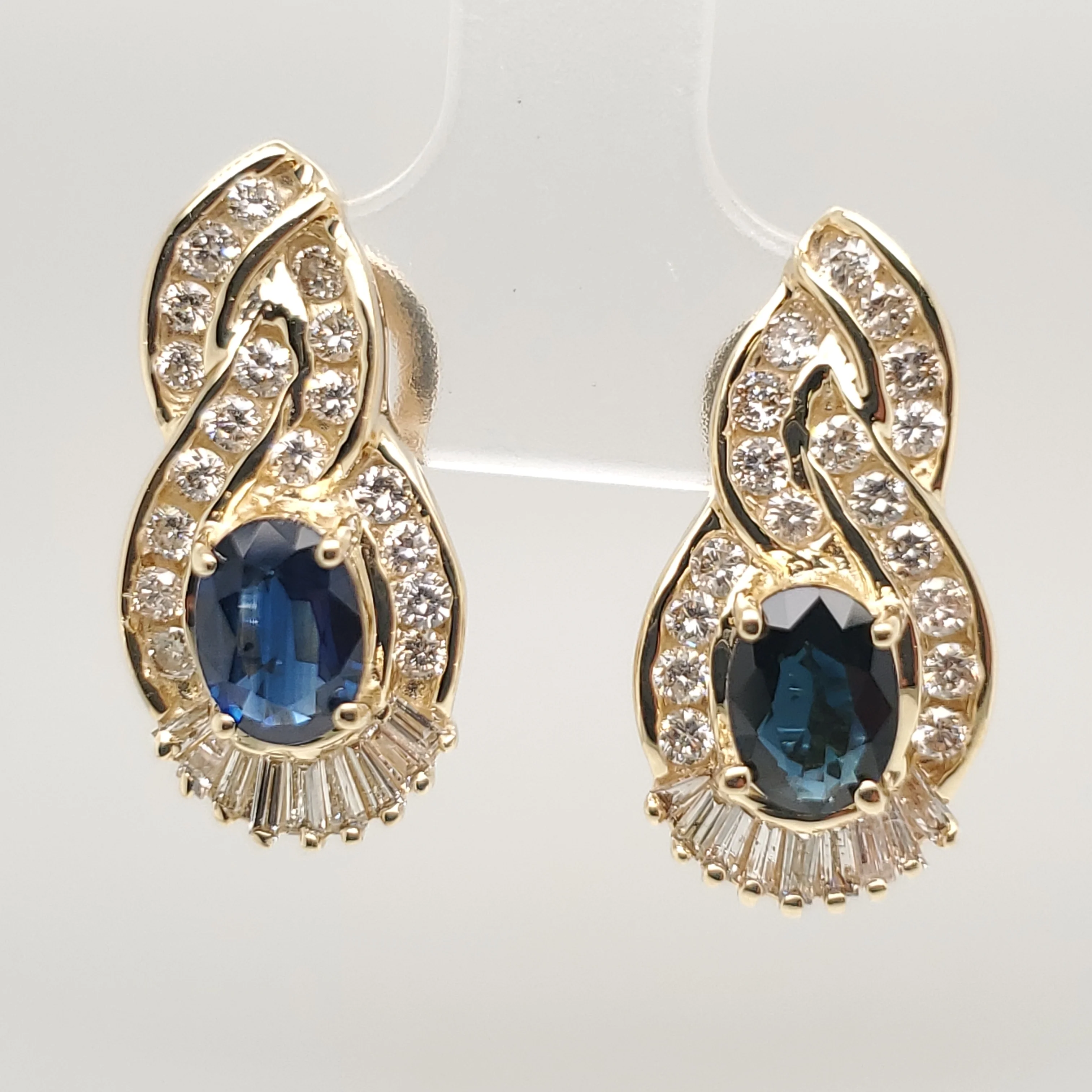 14kt Yellow Gold Sapphire and Diamond Earrings