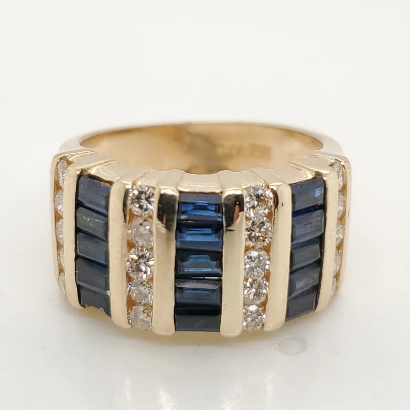 14kt Yellow Gold Sapphire and Diamond Ring