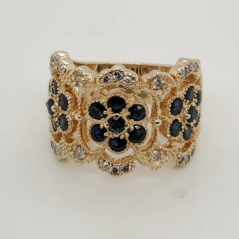 14kt Yellow Gold Sapphire and Diamond Ring