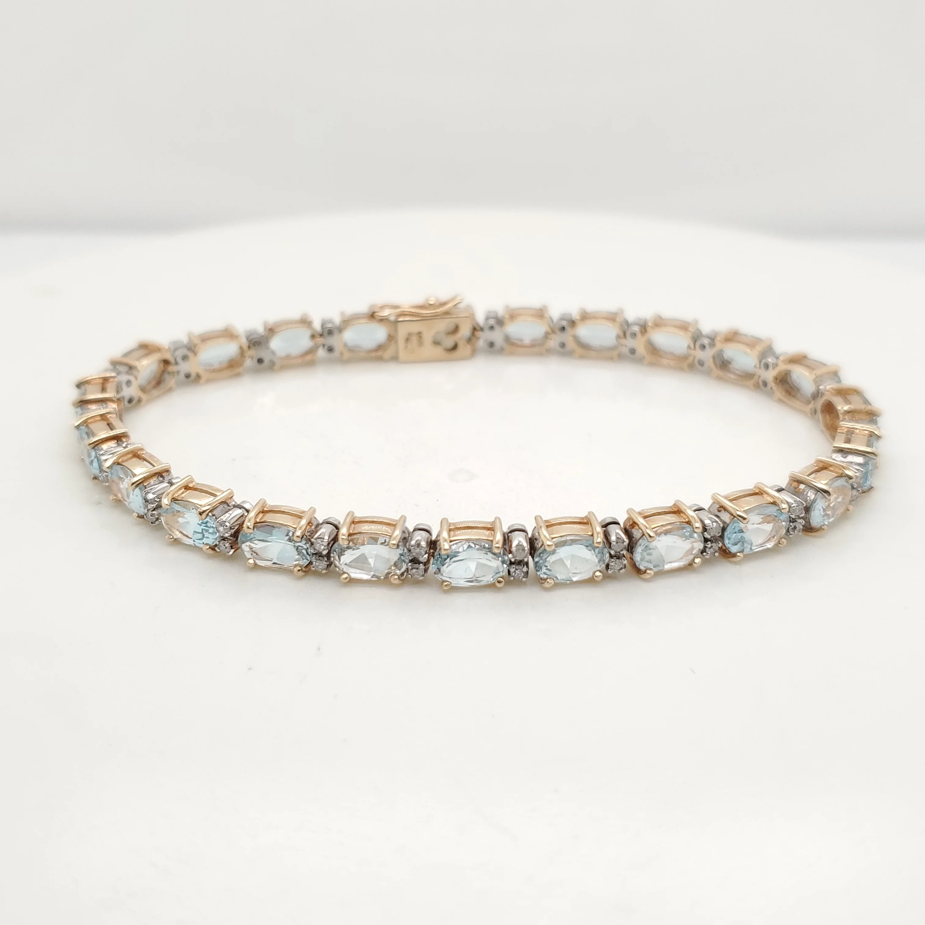 14kt Yellow Gold Swiss Blue Topaz and Diamond Bracelet