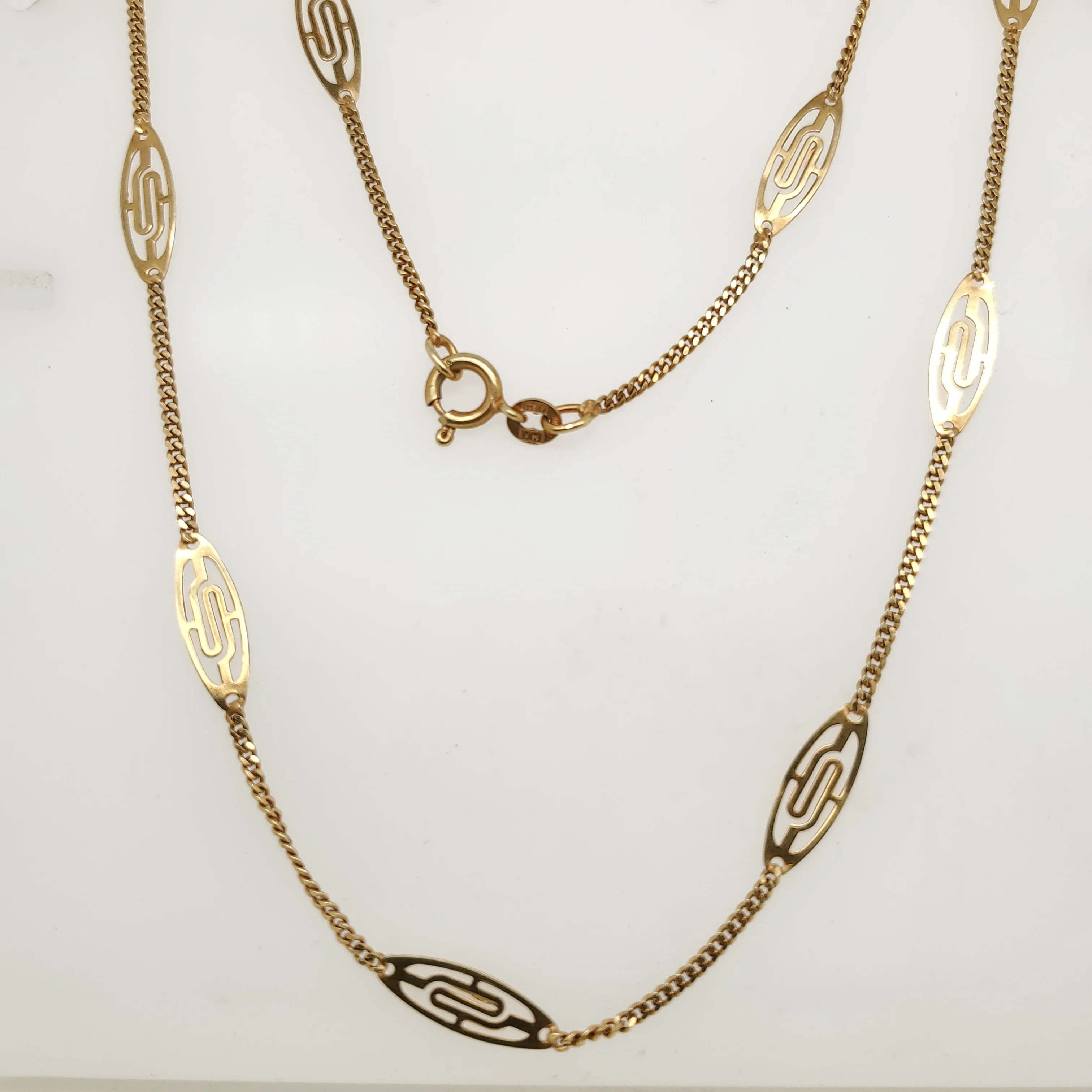 14kt YellowGold Filigree Station Necklace