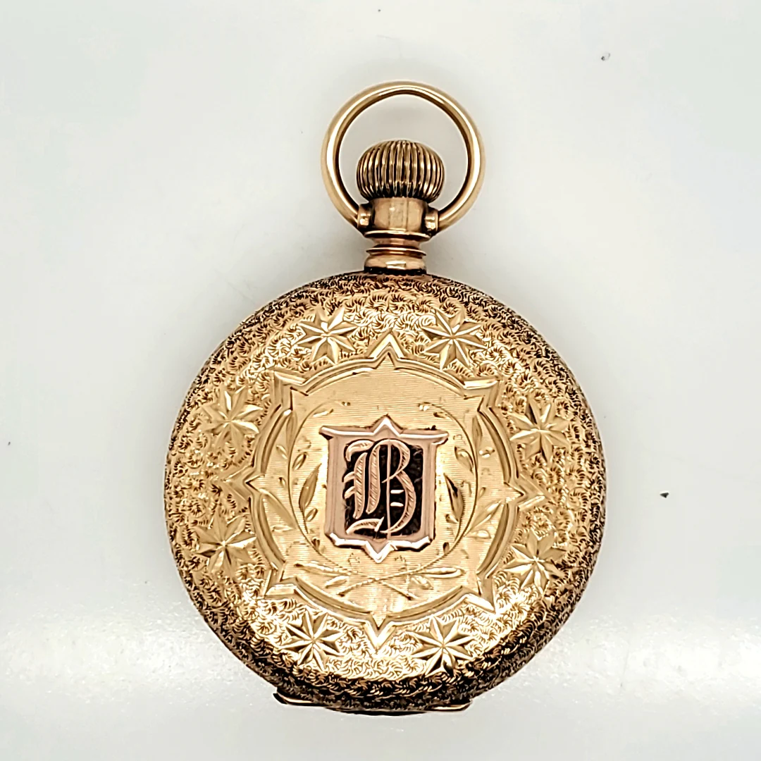 1886-1887 14Kt Yellow Gold Diamond And Ruby Waltham Hunters Case Pocket Watch - Image 2