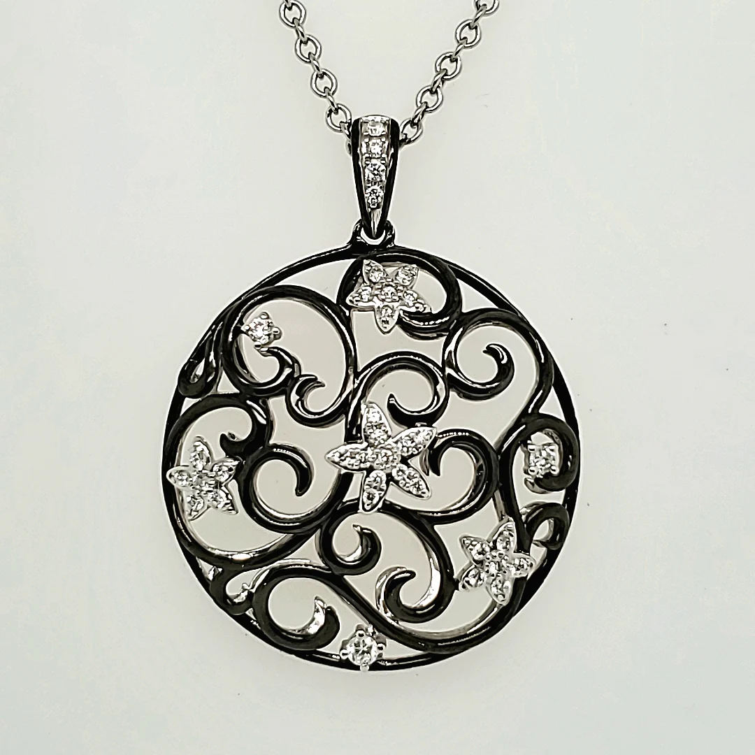18kt White and Blackened Gold Diamond Pendant