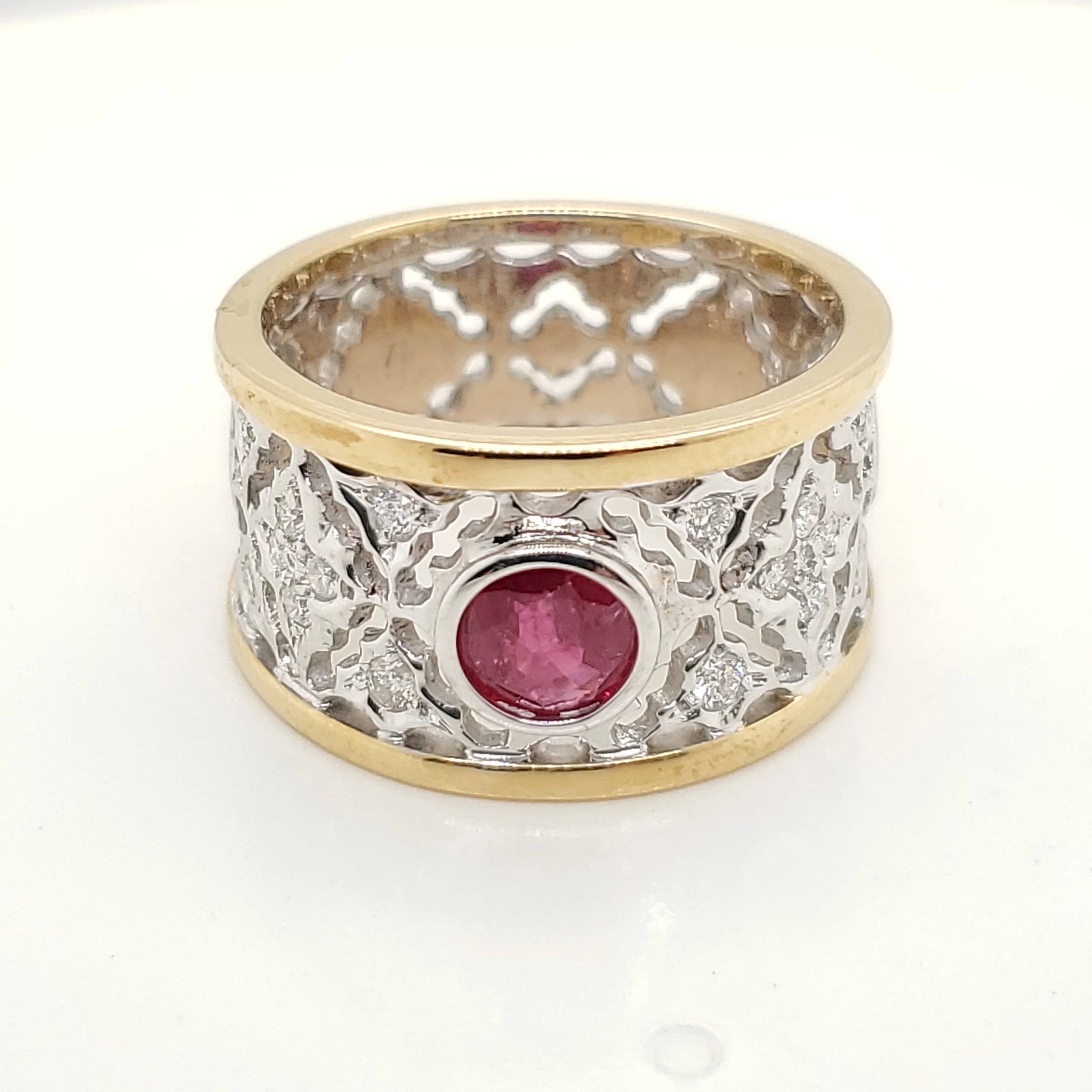 18kt White and Yellow Gold ruby and Diamond Ring