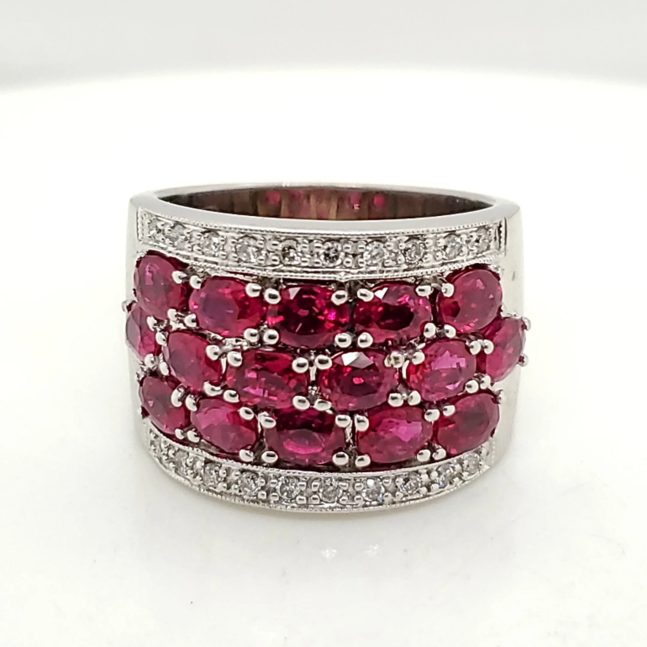 18kt White Gold Ruby And Diamond Band