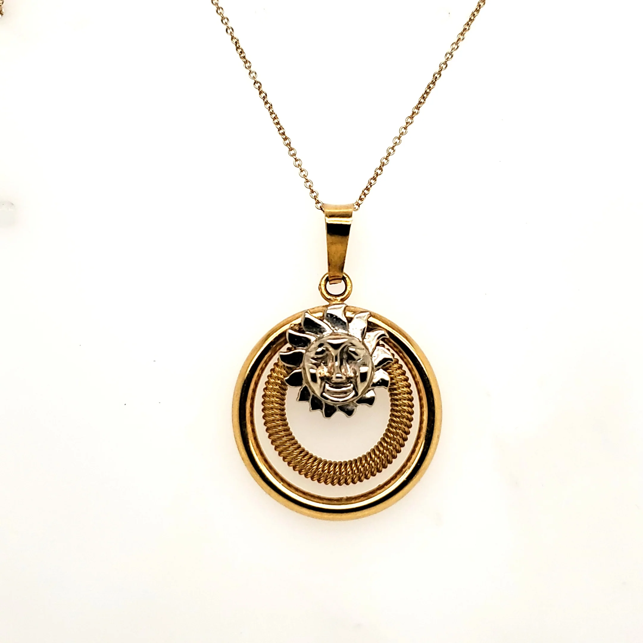 18kt Yellow and White Gold Sun Pendant