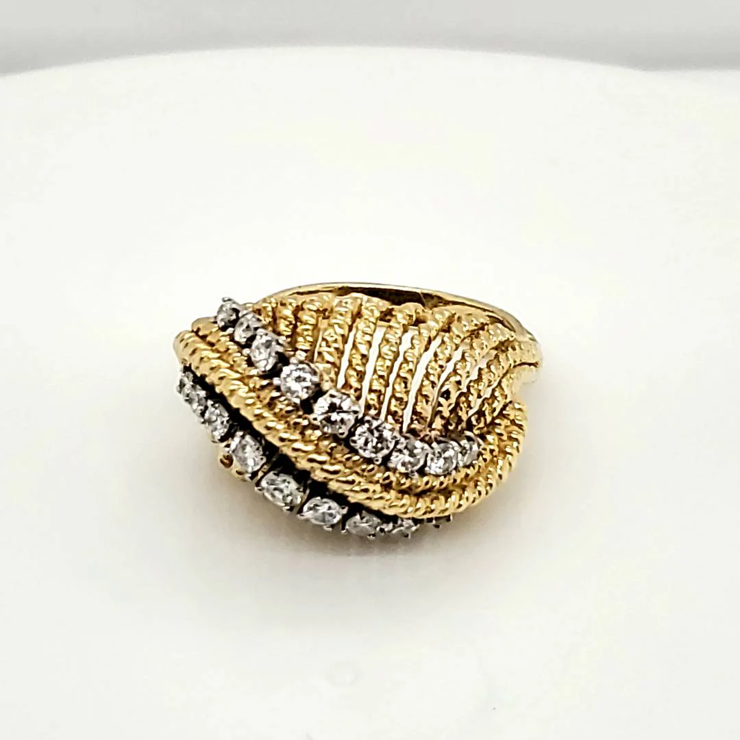 18Kt Yellow Gold Diamond Dome Ring