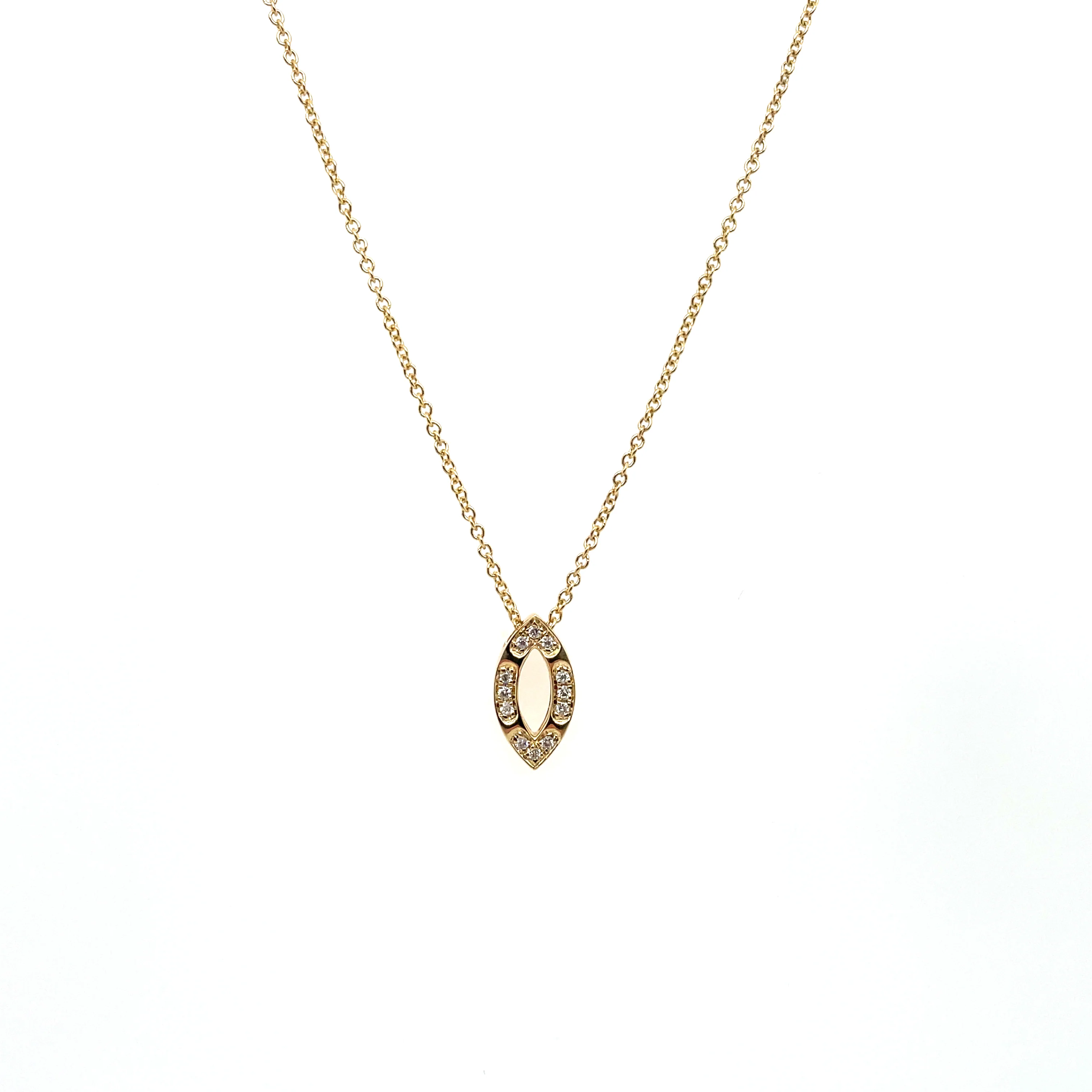 18kt Yellow Marquise Shape Diamond Drop Necklace