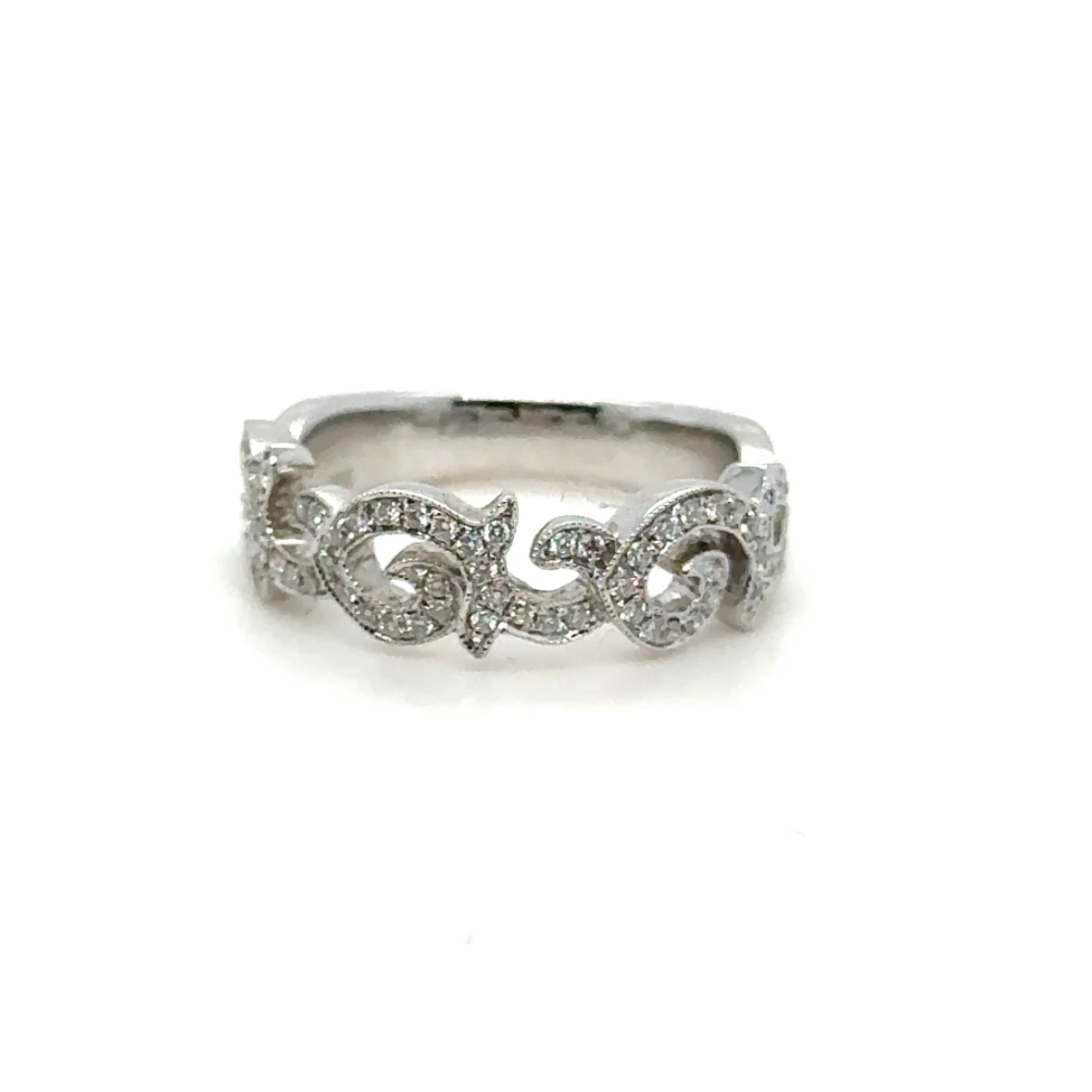 18Ktwg Open Work Diamond Band 66Br Diamonds 0.35Ctw 5.9Gr