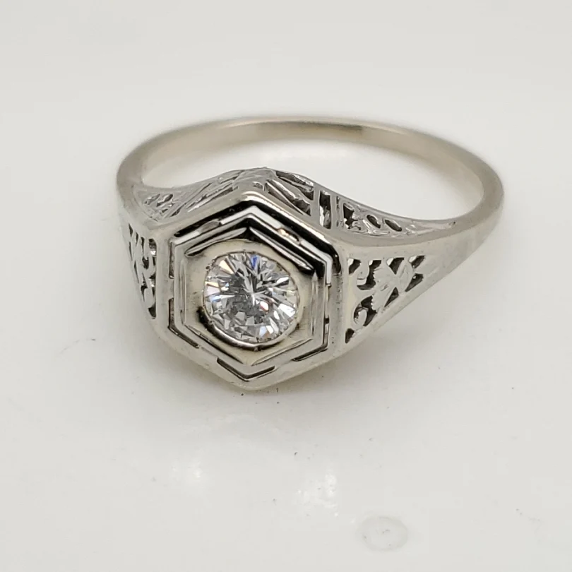 .34 Carat Vintage Round Brilliant Cut Diamond Engagement Ring