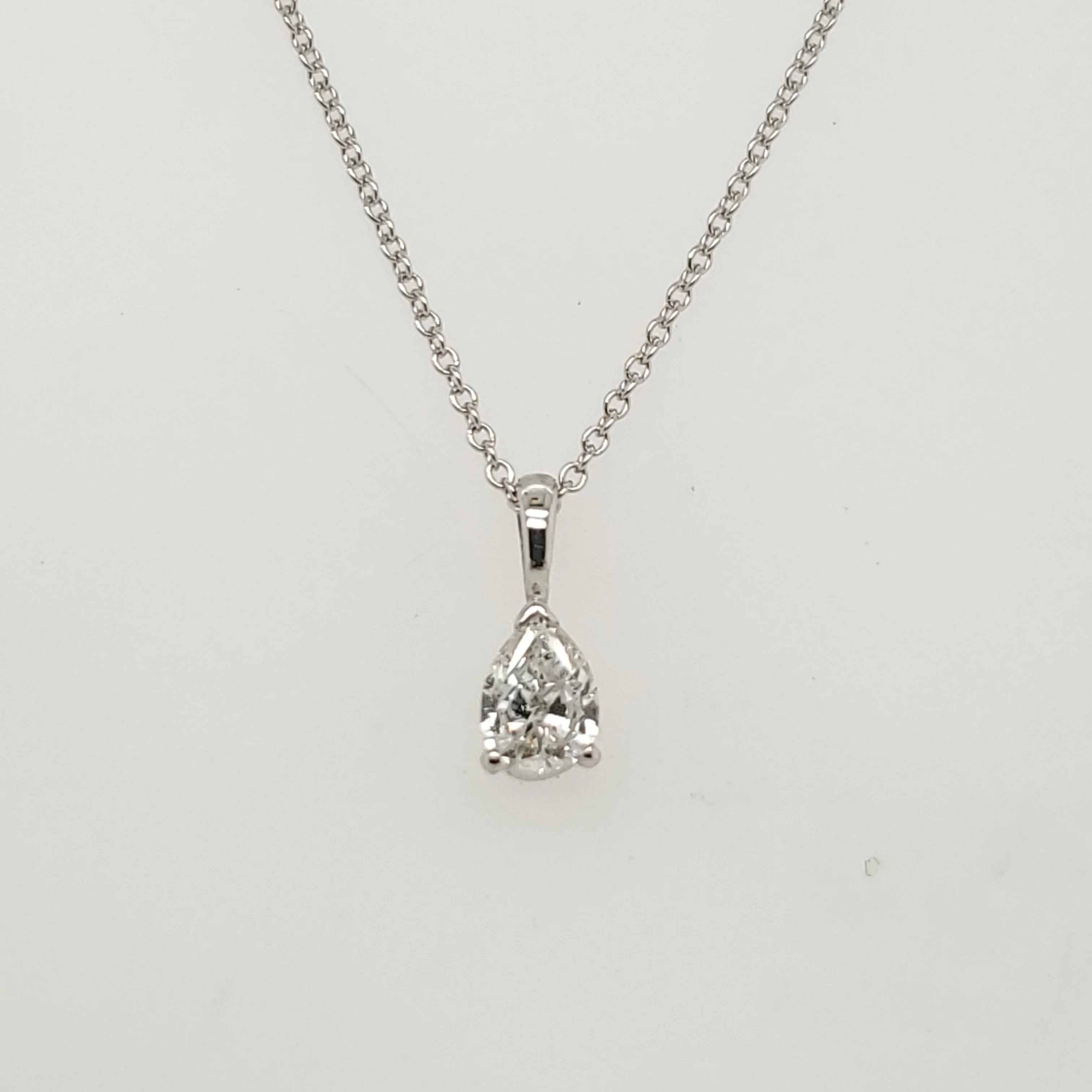 .40 Carat Pear Shaped Diamond Solitaire Pendant in 14Kt White Gold
