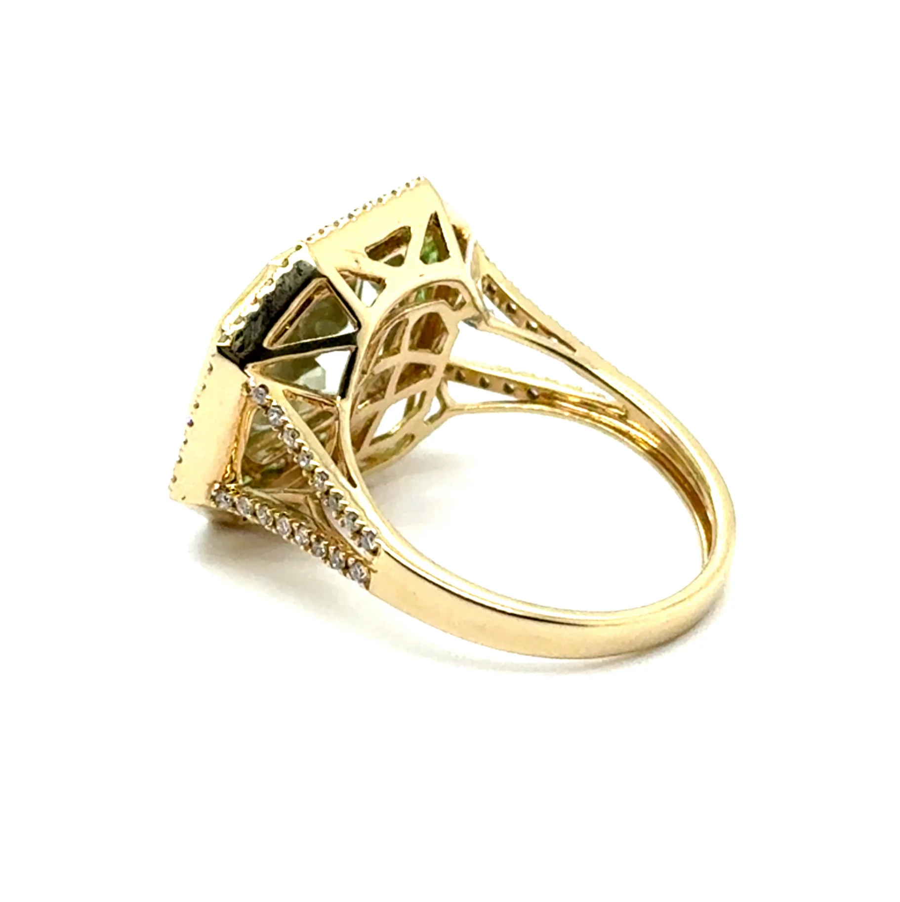 5.21 Cttw 14kt Yellow Gold Green Amethyst, Tsavorite Garnet, And Diamond Ring - Image 2