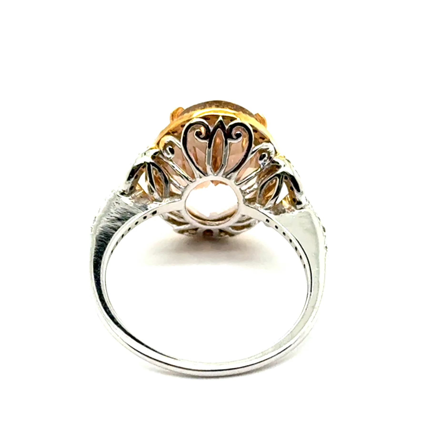 7.29 Cttw 14Kt White Gold Oval Morganie And Diamond Halo Gemstone Ring - Image 2