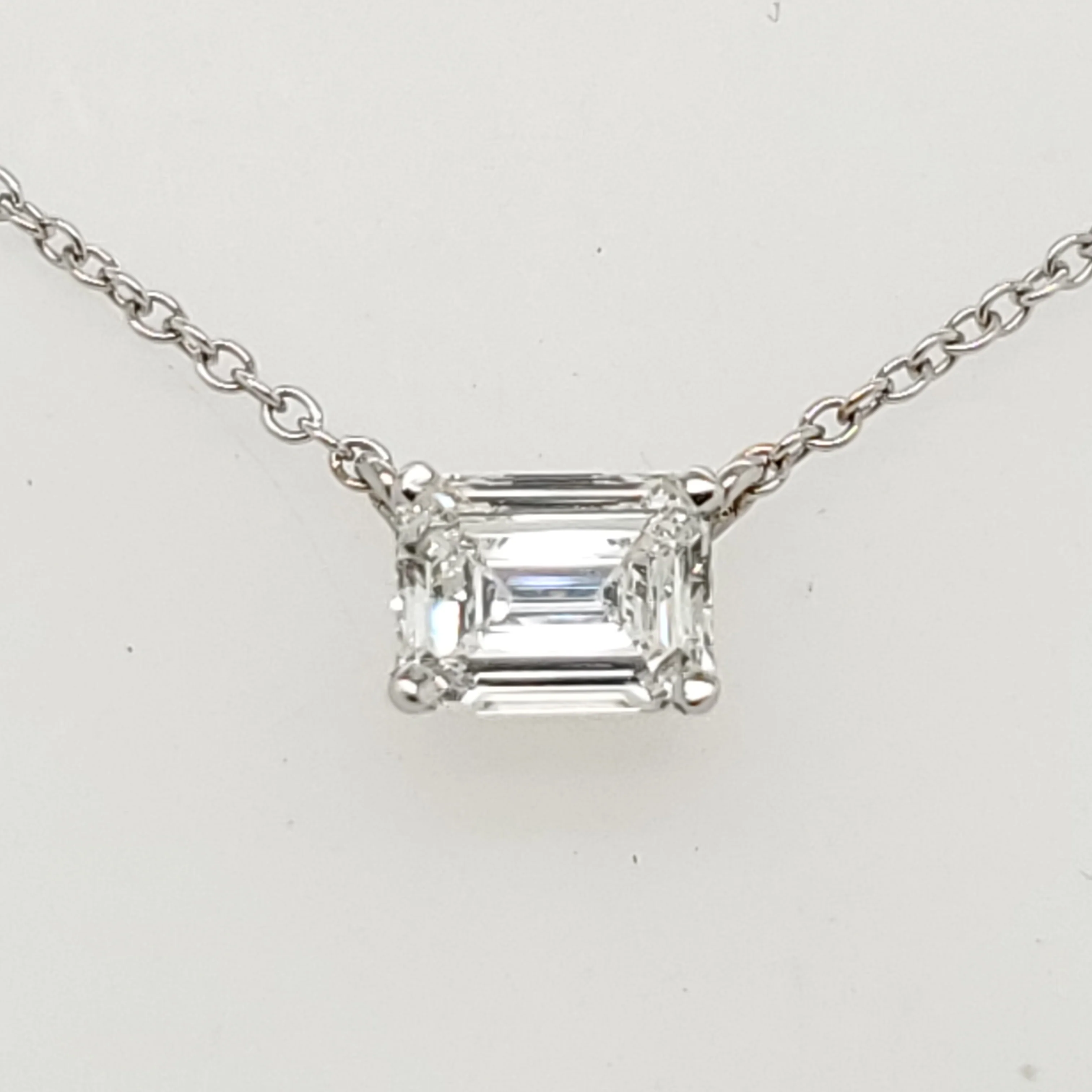 .70 Carat Emerald Cut Diamond Necklace in 14Kt White Gold