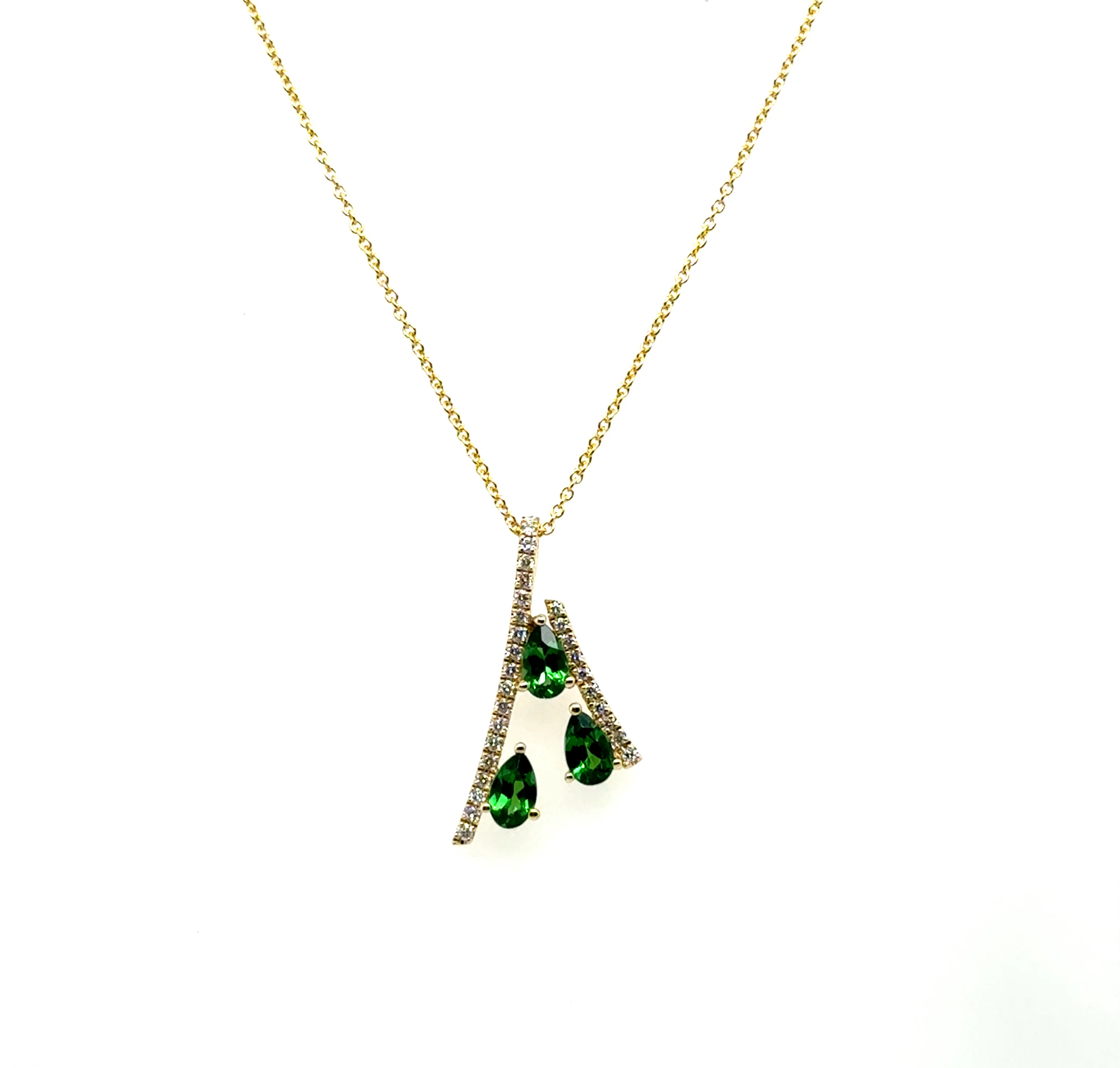 .83ctw Tsavorite Garnet And Diamond 14kt Yellow Gold Pendant/Necklace
