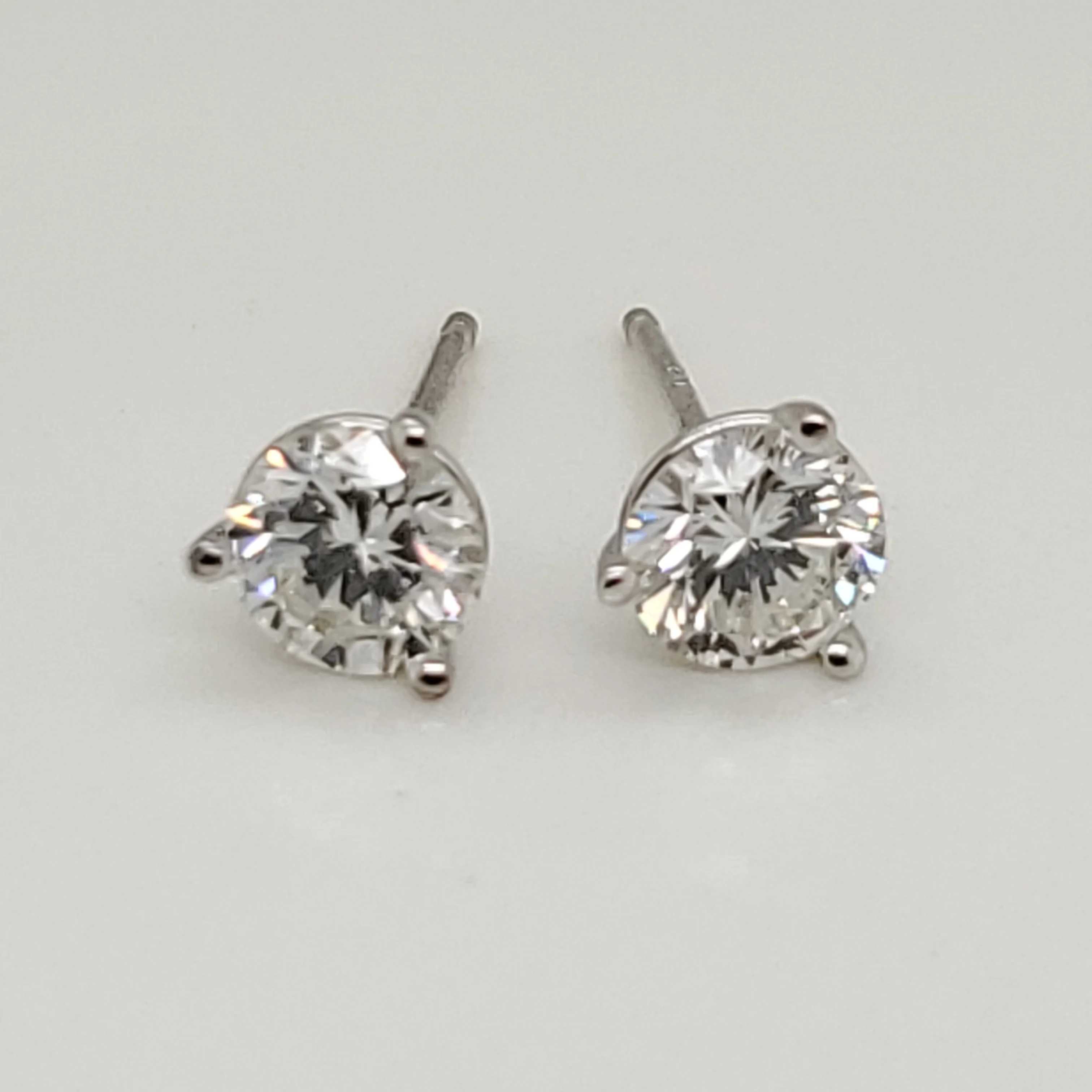.88 Carat Total Weight Diamond Stud Earrings