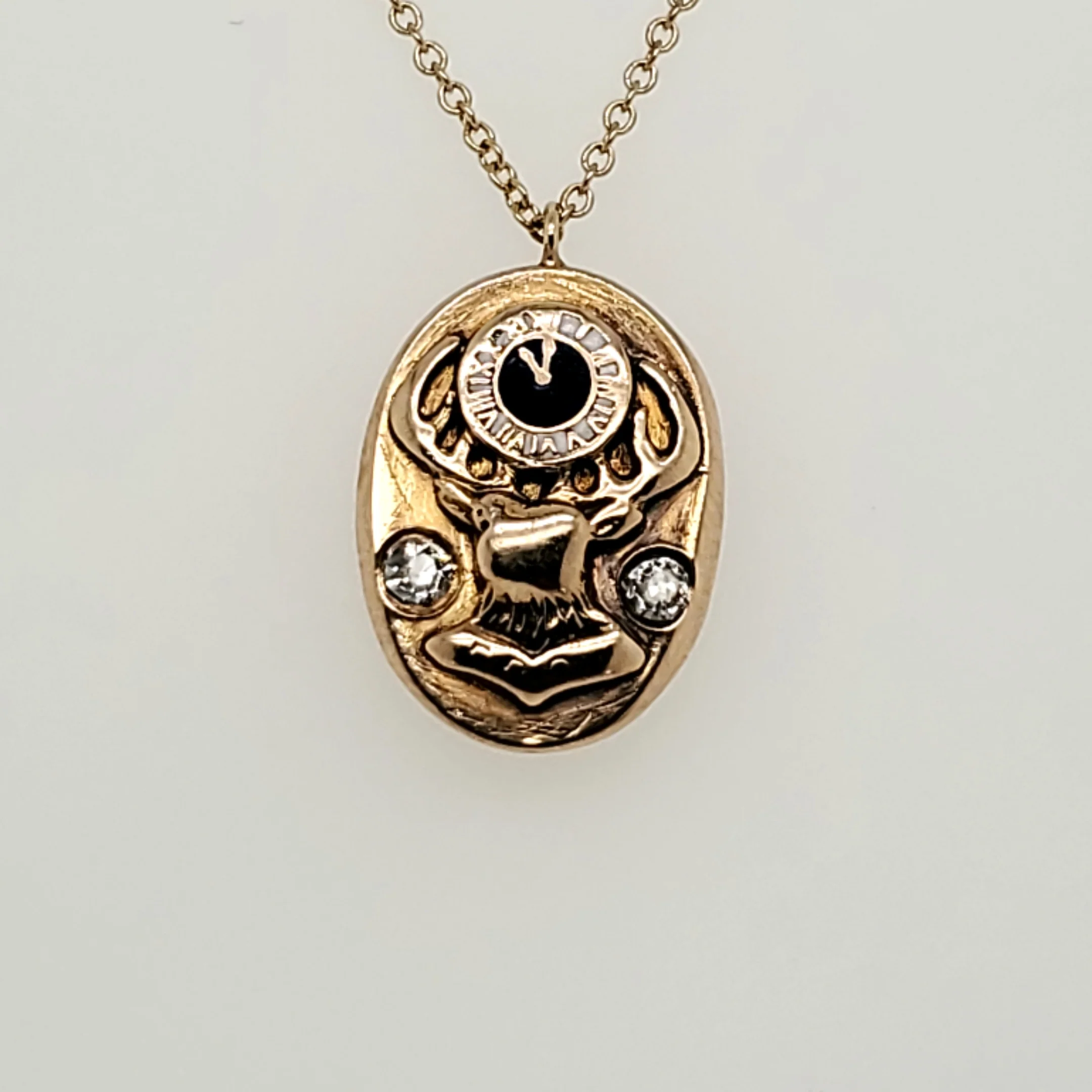 Antique 14kt Yellow Gold and Diamond Elks Lodge Pendant