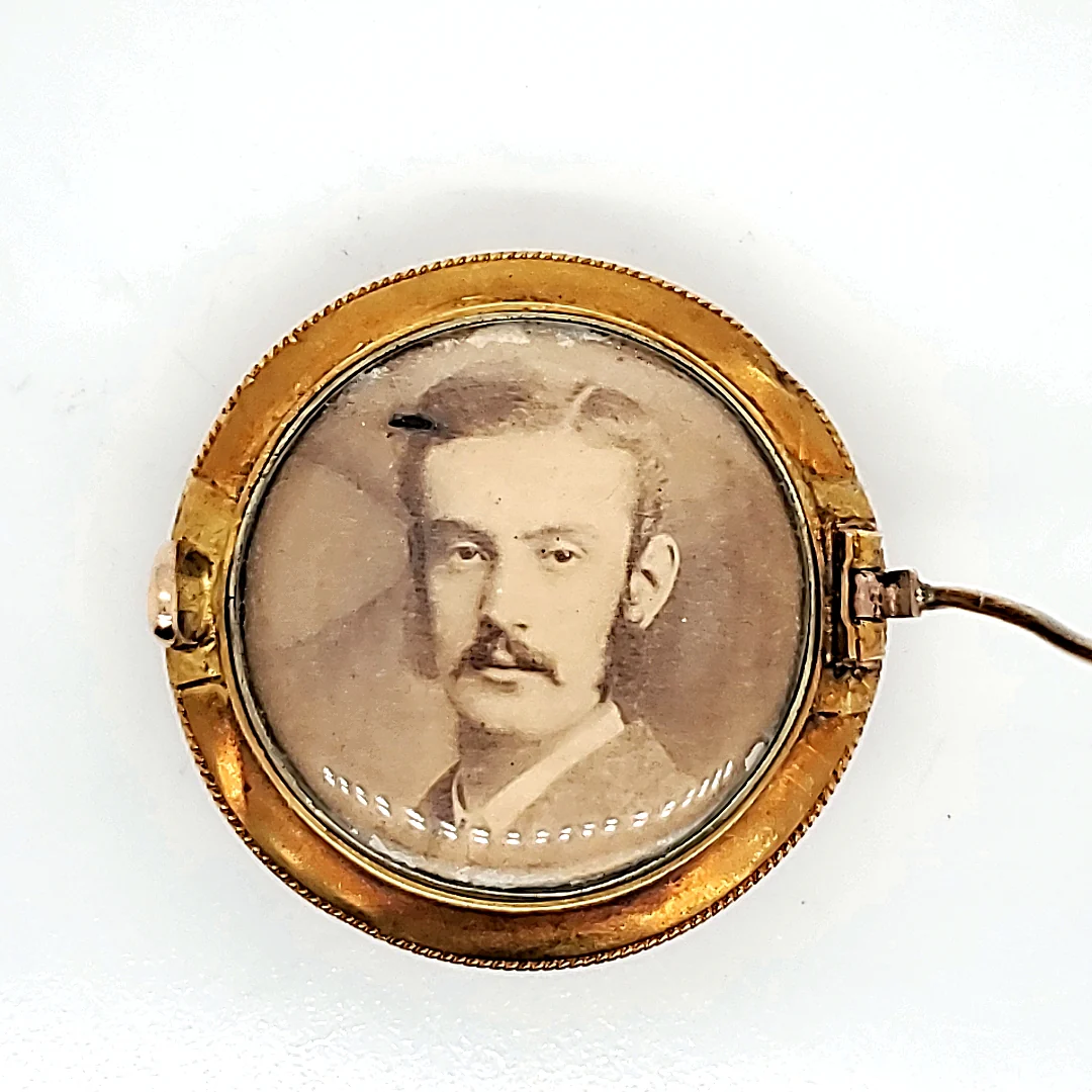 Antique Victorian 14kt Gold and Ruby Mourning Brooch - Image 2