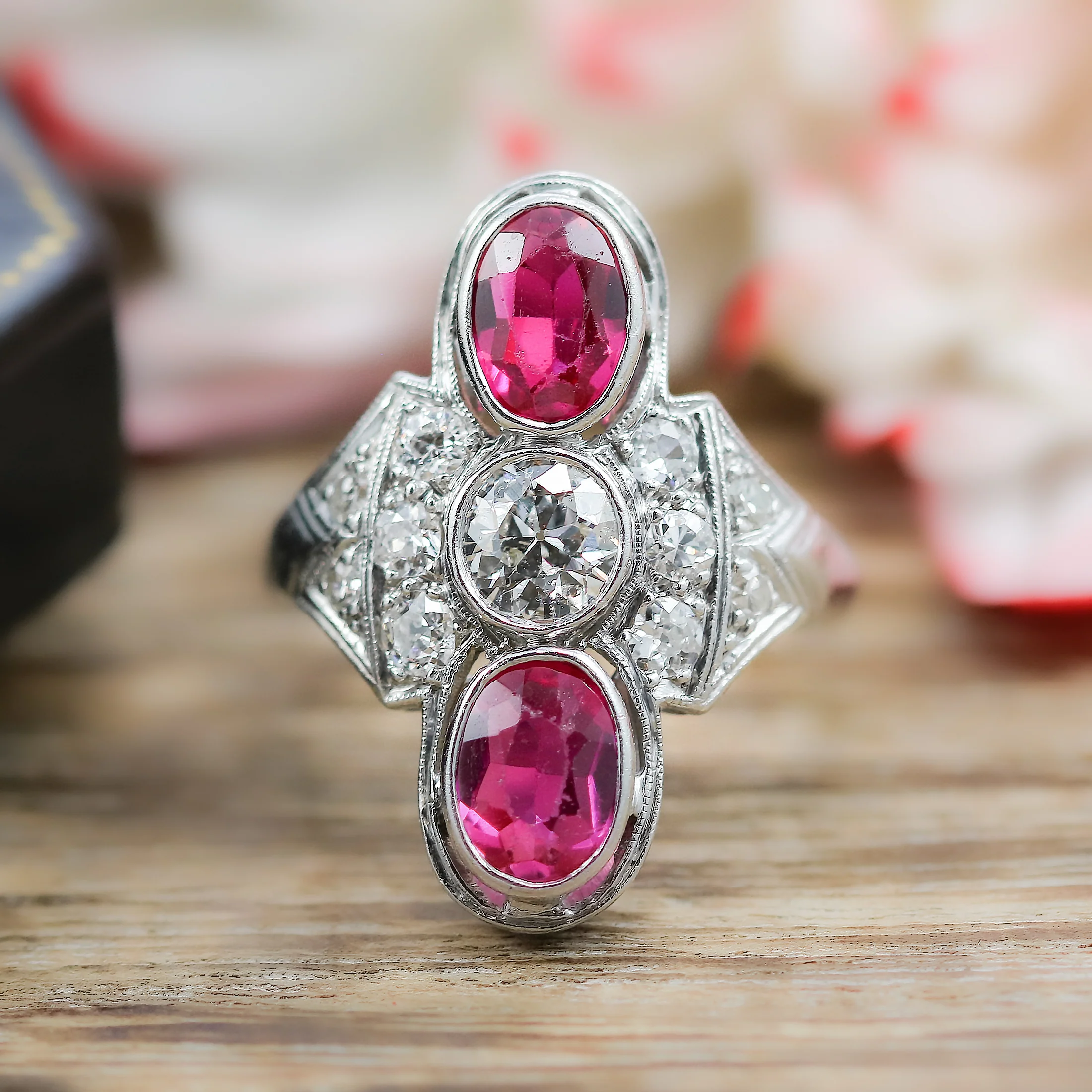 Art Deco Platinum Ruby and Diamond Ring - Image 3