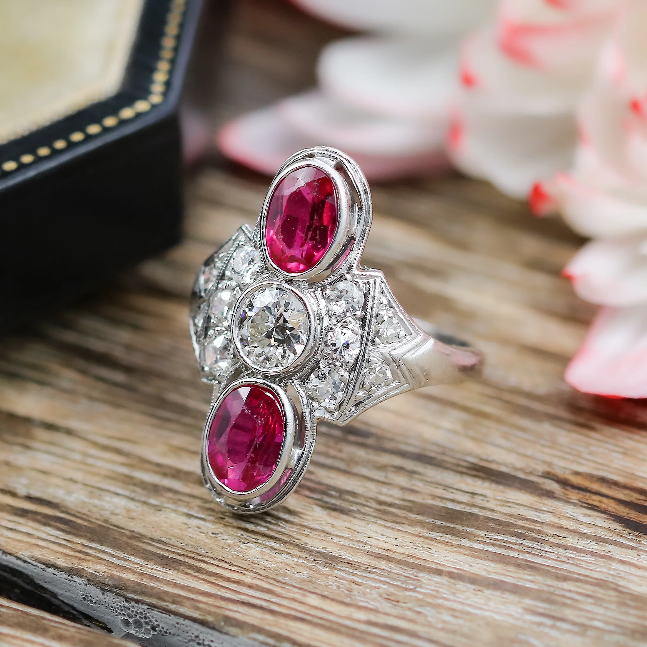Art Deco Platinum Ruby and Diamond Ring - Image 5