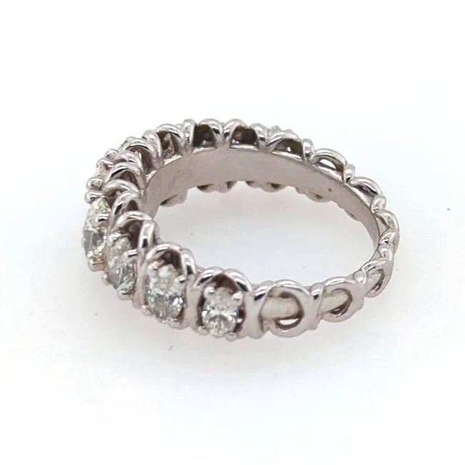 Custom Design Marquise Diamond Band In 14Kt White Gold - Image 2