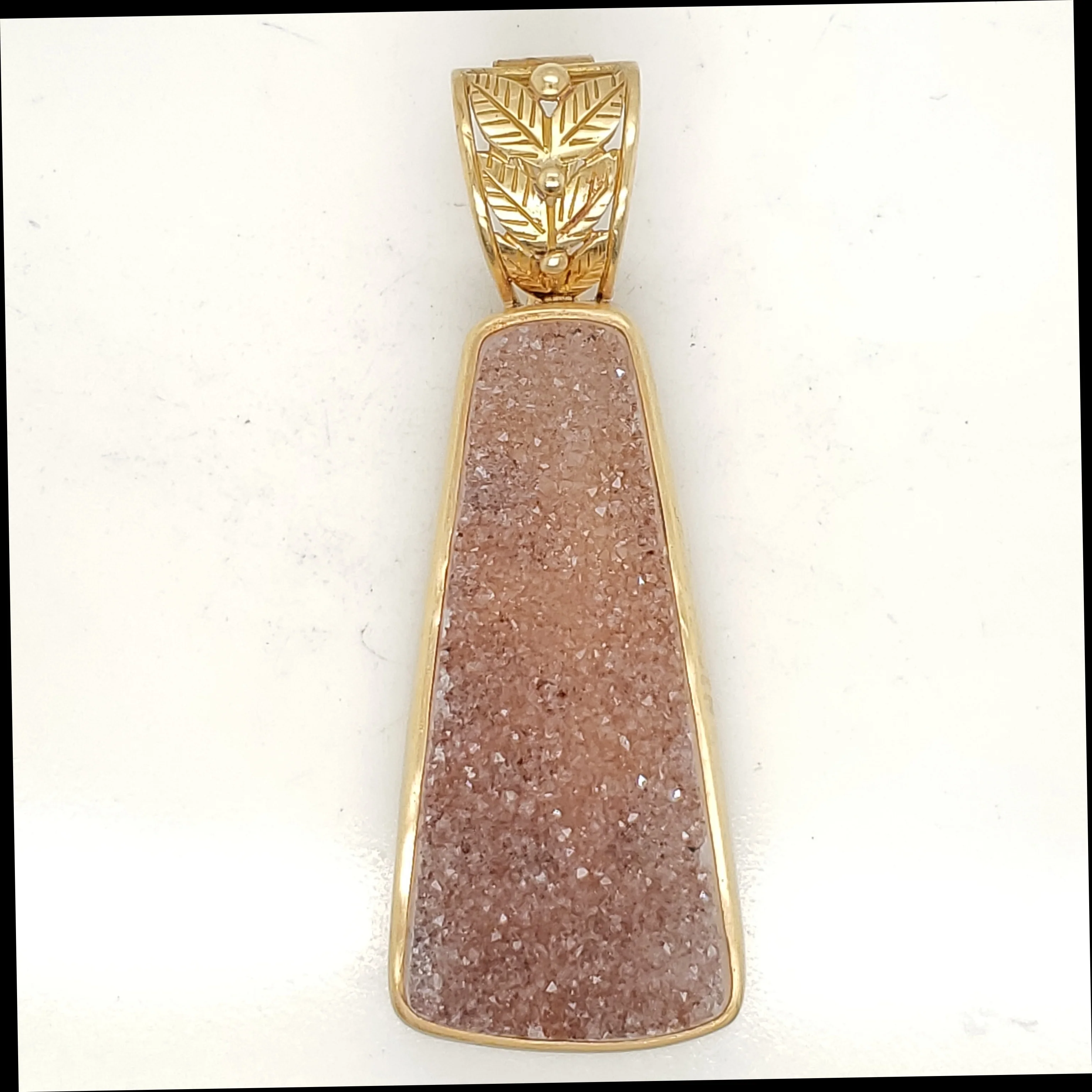 Designer 18kt Yellow Gold Druzy Quartz Pendant