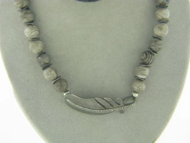 Designer Agate Silver And Diamond Necklace