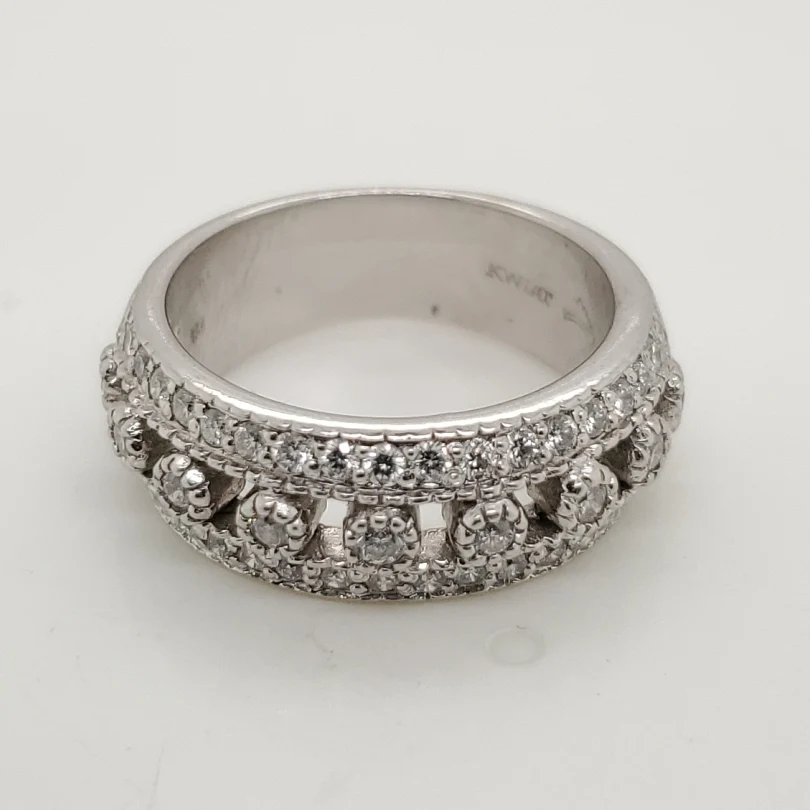 Kwiat 18kt White Gold Round Diamond Wide Band