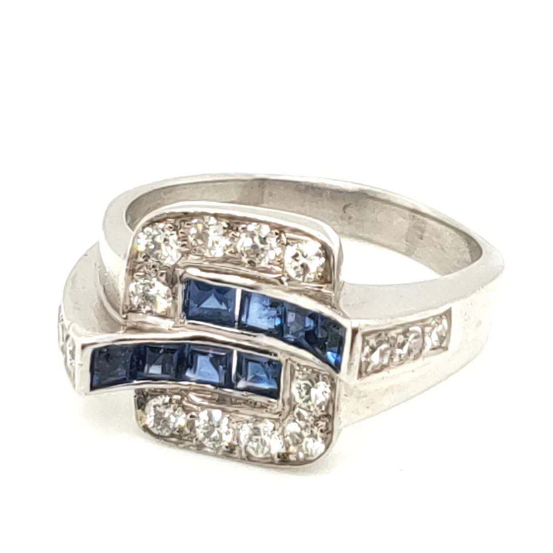 Late Art Deco diamond & sapphire ring - Image 2