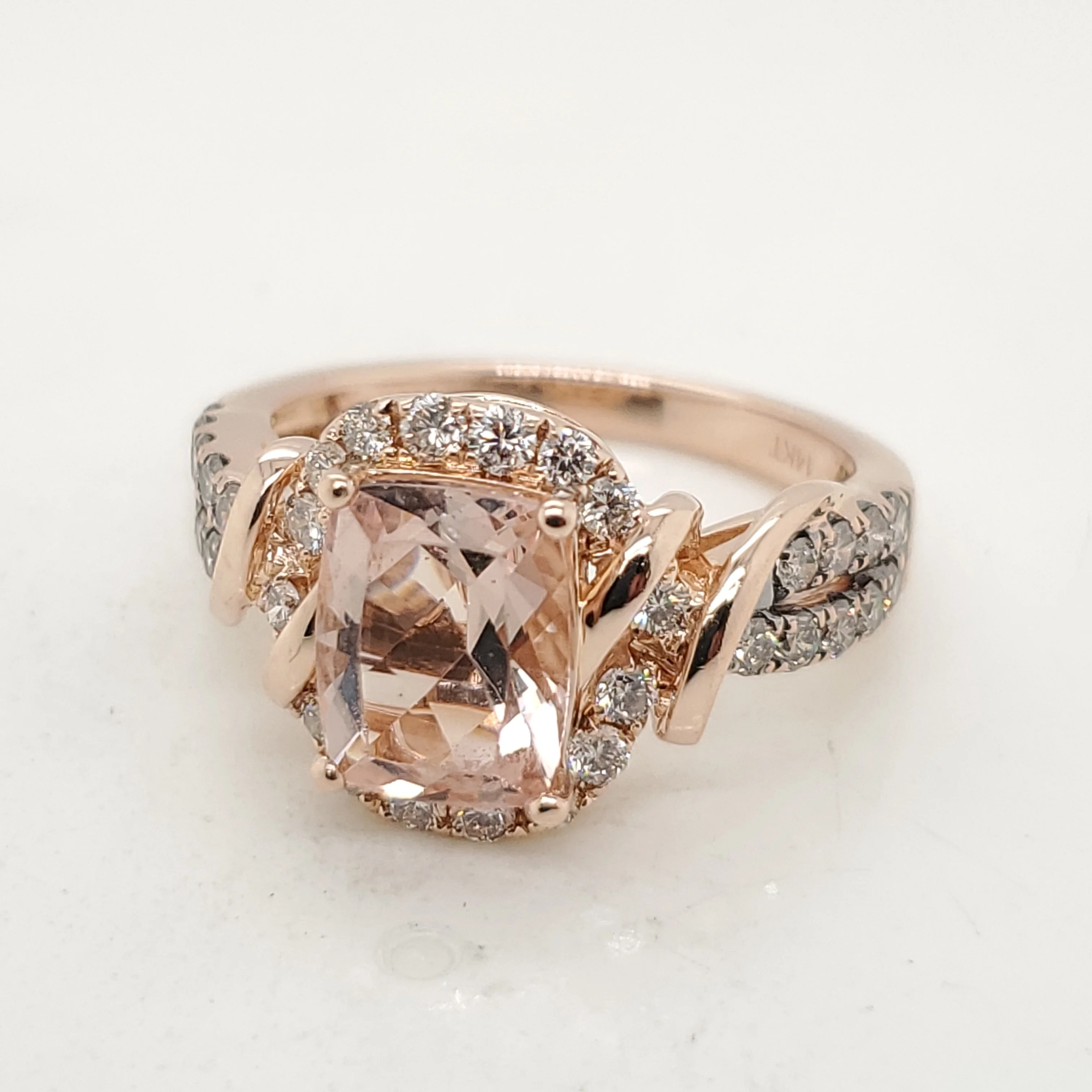 LeVian 14kt Rose Gold Morganite and Diamond Ring