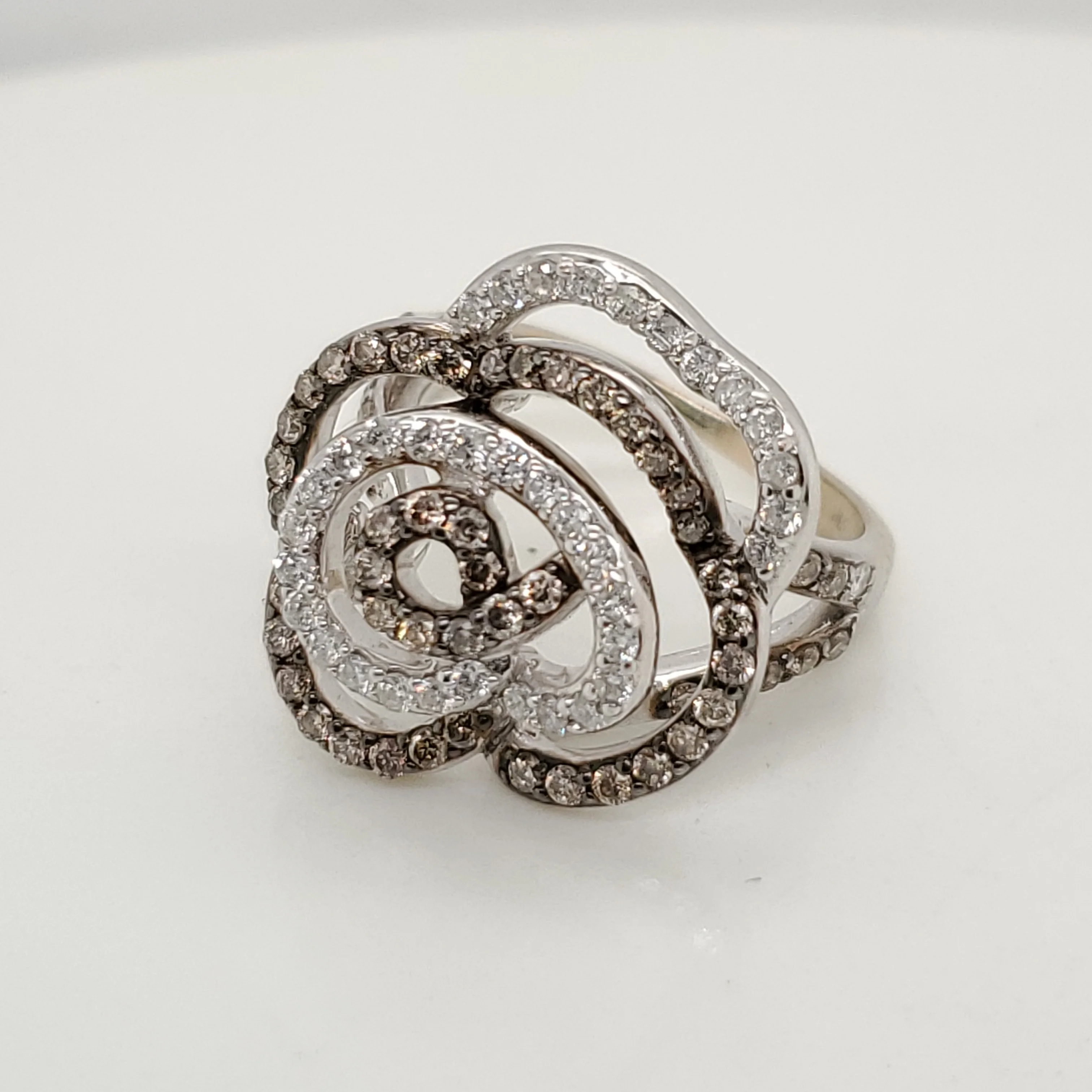 LeVian 14kt White Gold White and Chocolate Diamond Ring