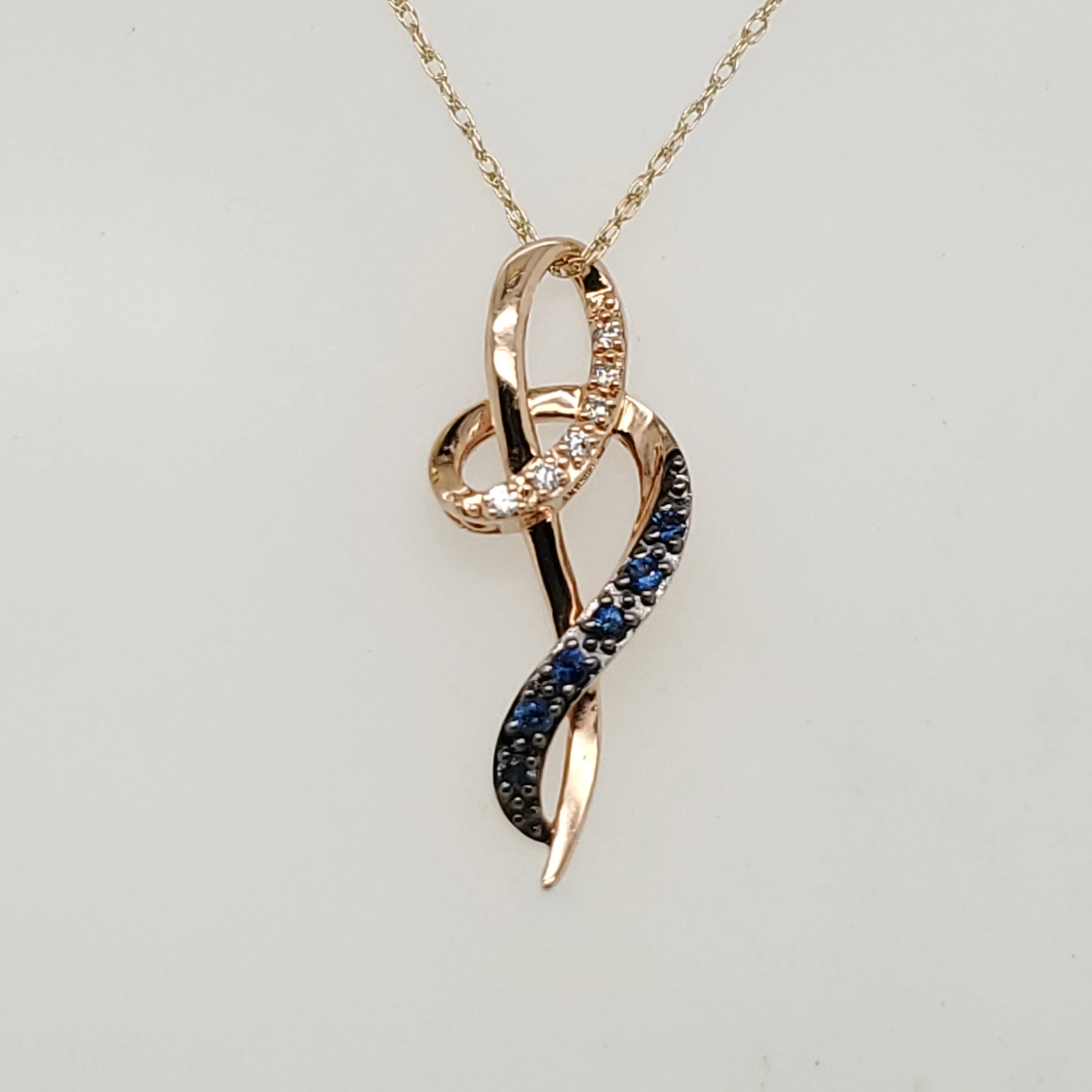 LeVian 14kt Yellow Gold Sapphire and Diamond Pendant Necklace