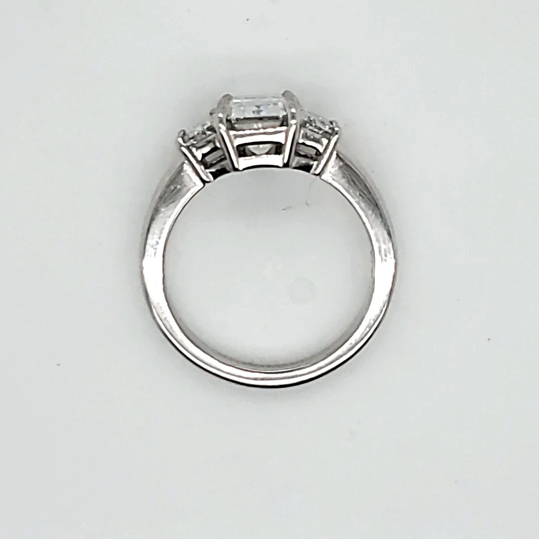 Platinum 2.02 Carat Emerald Cut Diamond Engagement Ring - Image 3