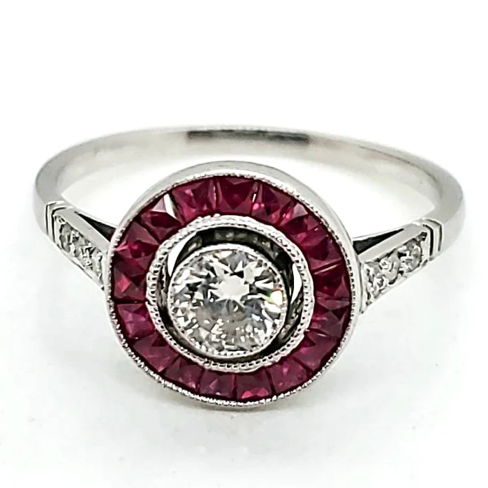 Platinum Diamond And Ruby Engagement Ring - Image 2