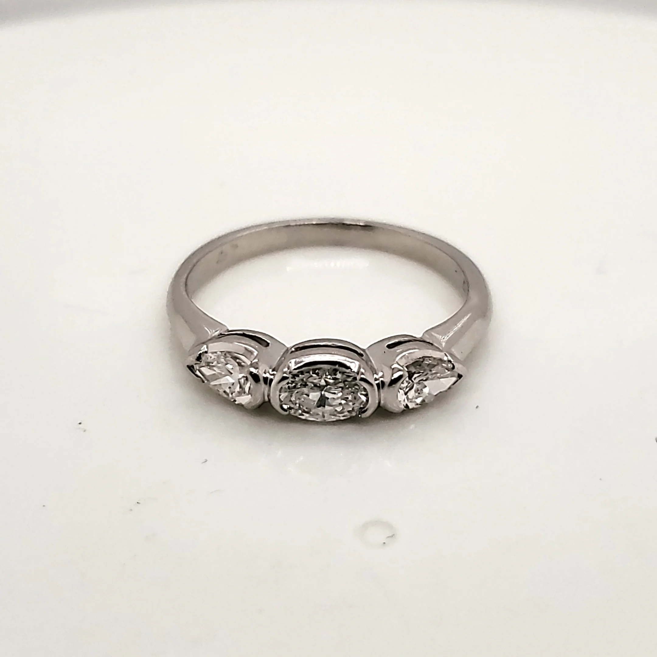 Platinum Oval and Pear Shaped Diamond Band